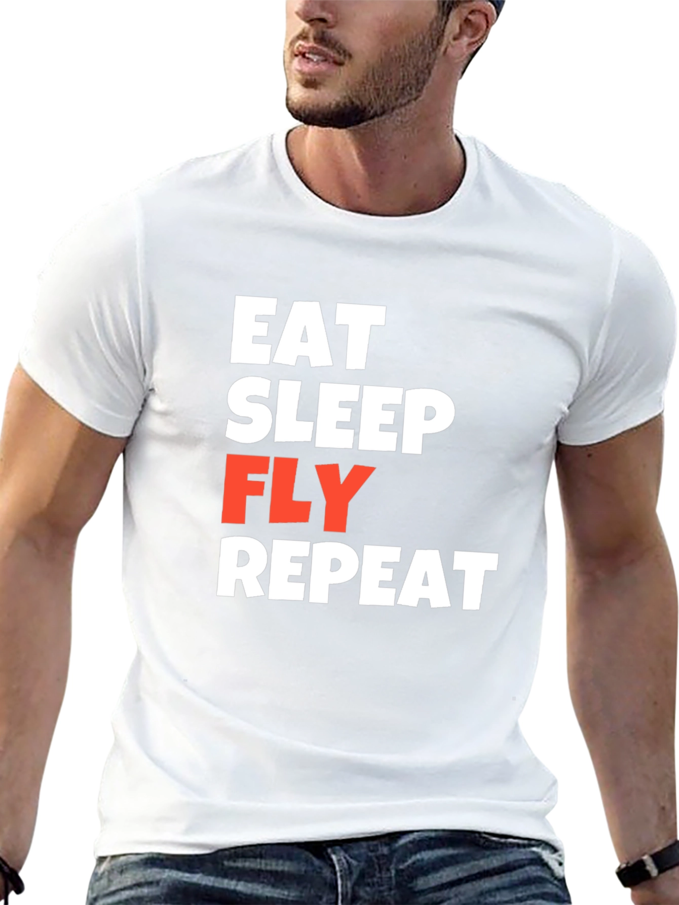 Eat Sleep Fly Repeat Black T-Shirt