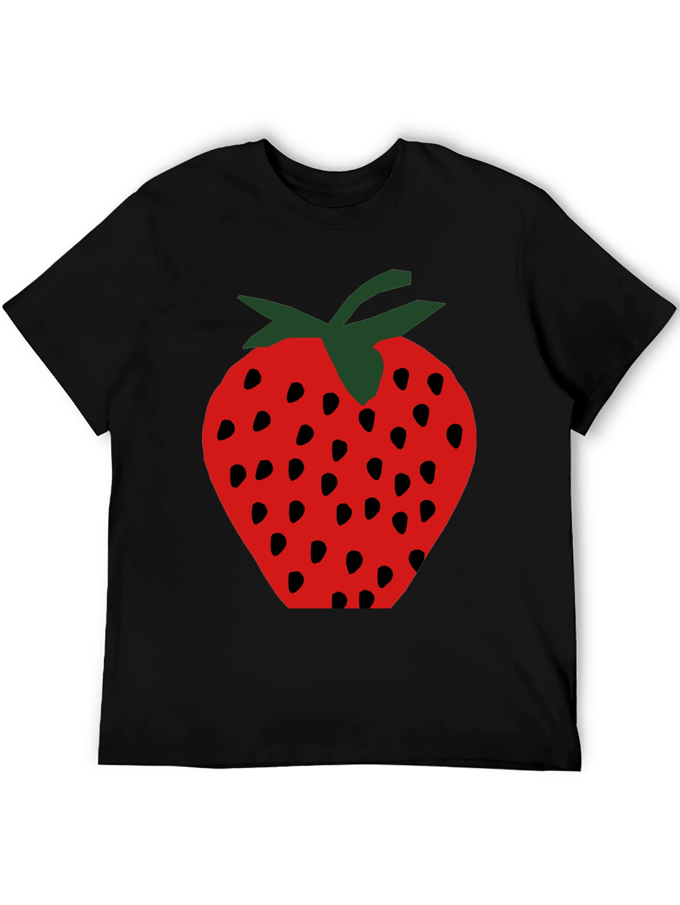 Strawberry Graphic Print Black T-Shirt