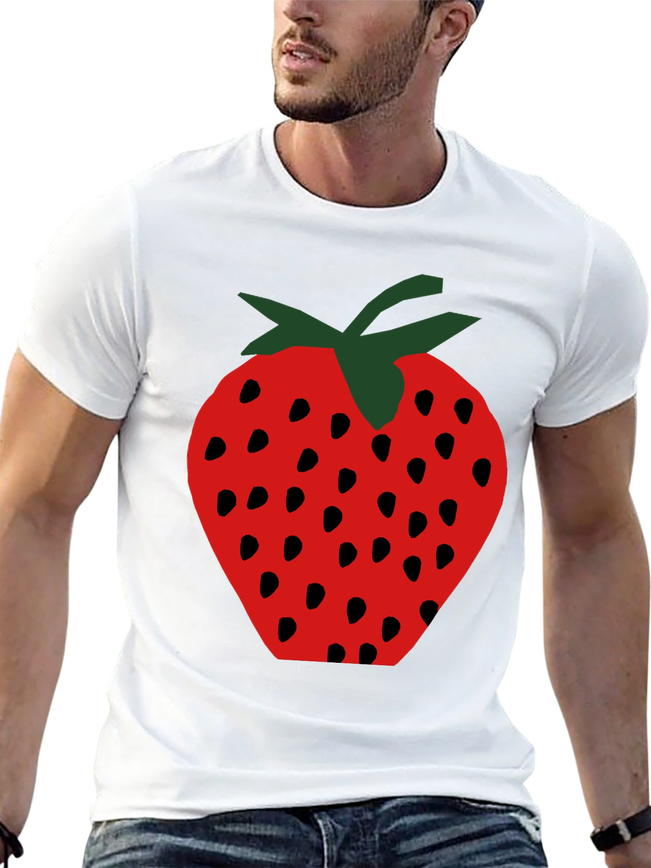 Strawberry Graphic Print Black T-Shirt