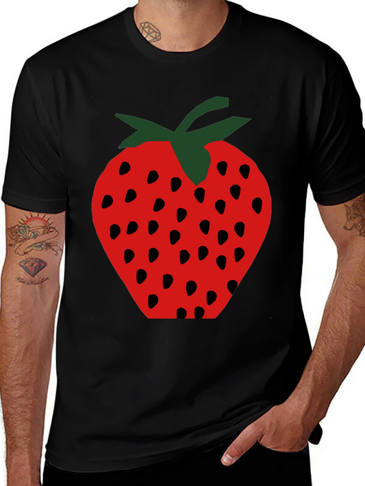 Strawberry Graphic Print Black T-Shirt