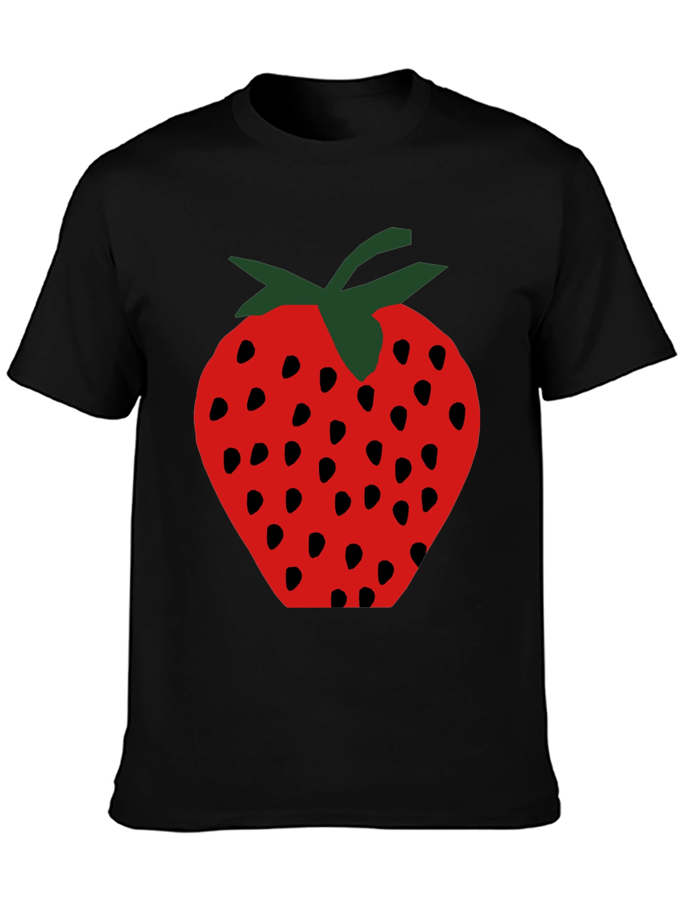 Strawberry Graphic Print Black T-Shirt