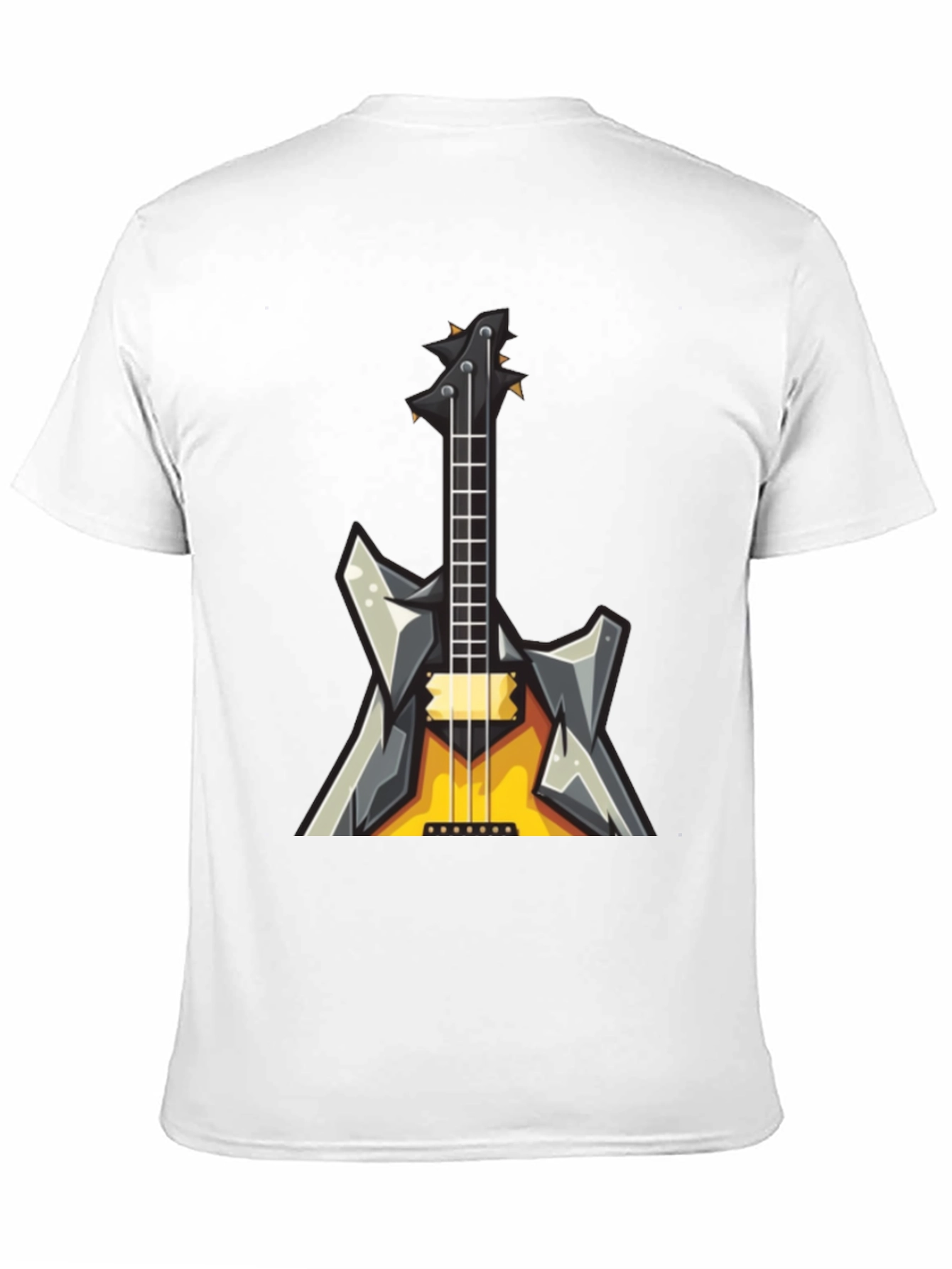Rock Guitar Graphic Tee - Black Cotton T-Shirt