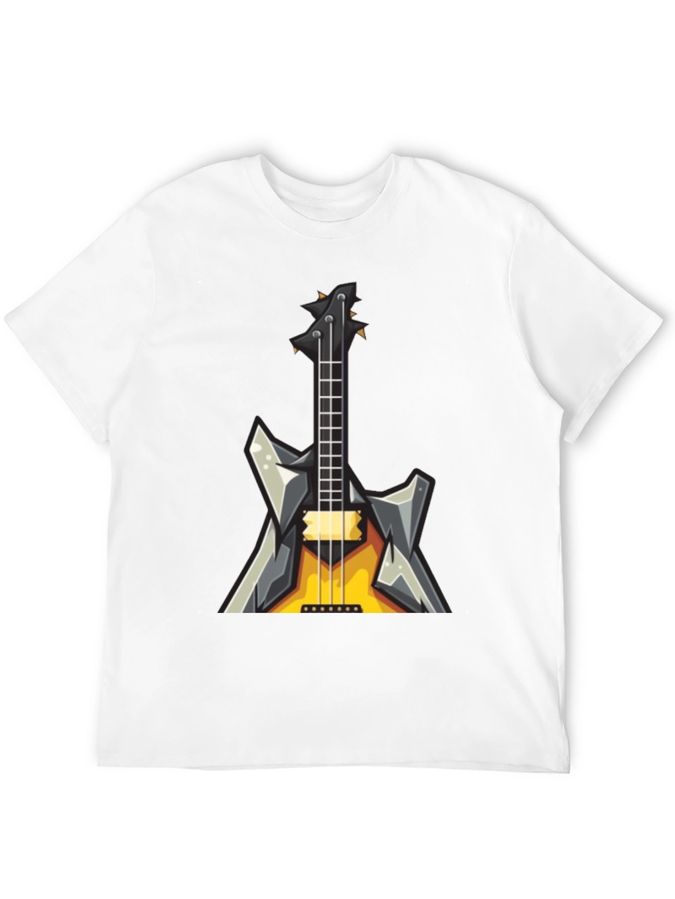 Rock Guitar Graphic Tee - Black Cotton T-Shirt