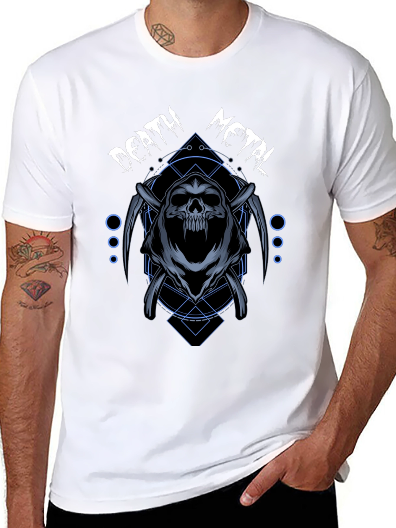 Death Metal Graphic T-Shirt - Grim Reaper Design