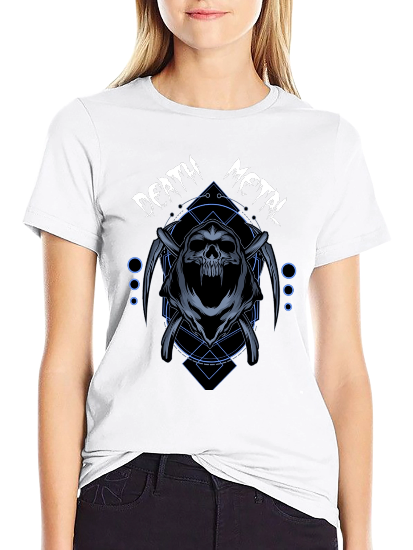 Death Metal Graphic T-Shirt - Grim Reaper Design