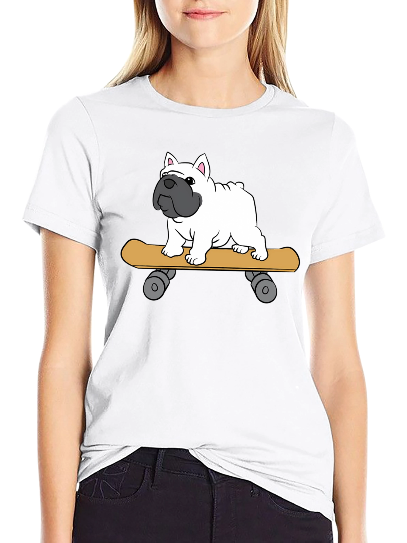 Skateboarding Bulldog T-Shirt - Cool Graphic Tee