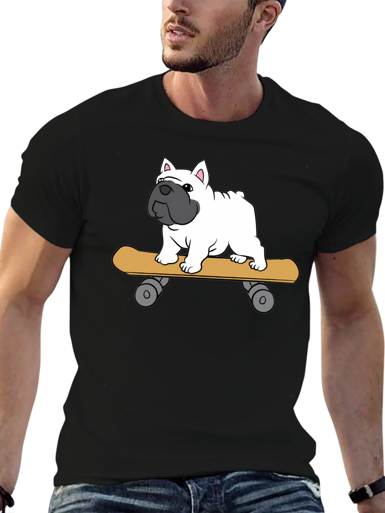 Skateboarding Bulldog T-Shirt - Cool Graphic Tee