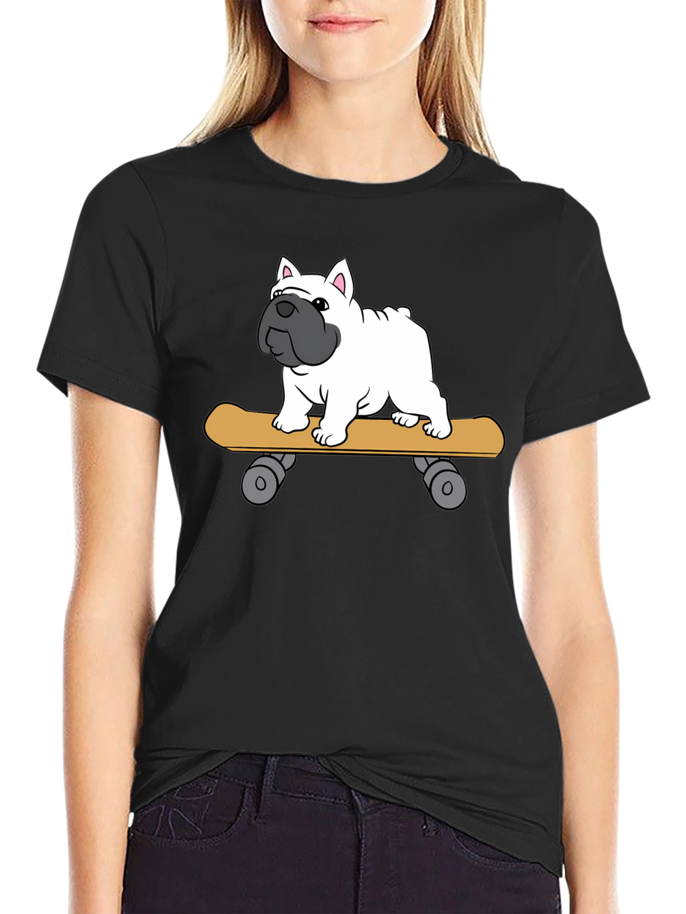 Skateboarding Bulldog T-Shirt - Cool Graphic Tee