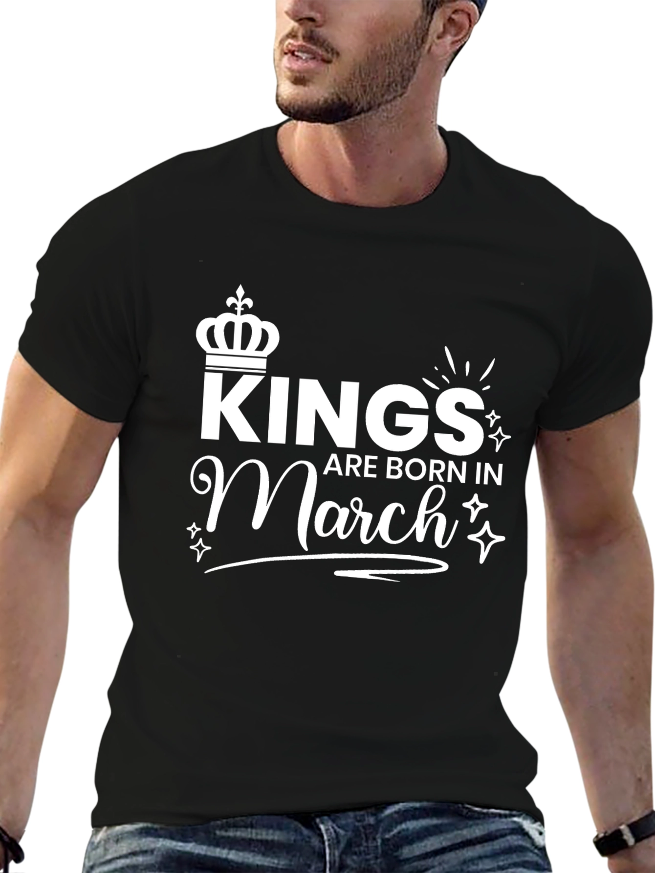 Kings are Born in March Black Graphic Tee