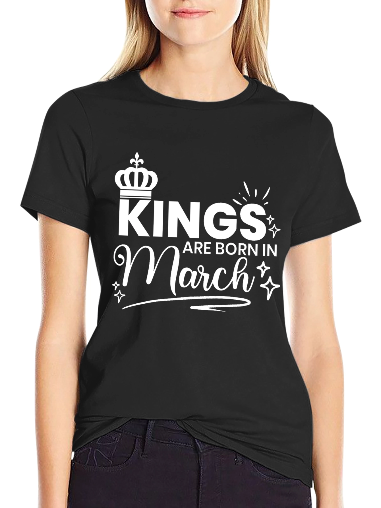 Kings are Born in March Black Graphic Tee