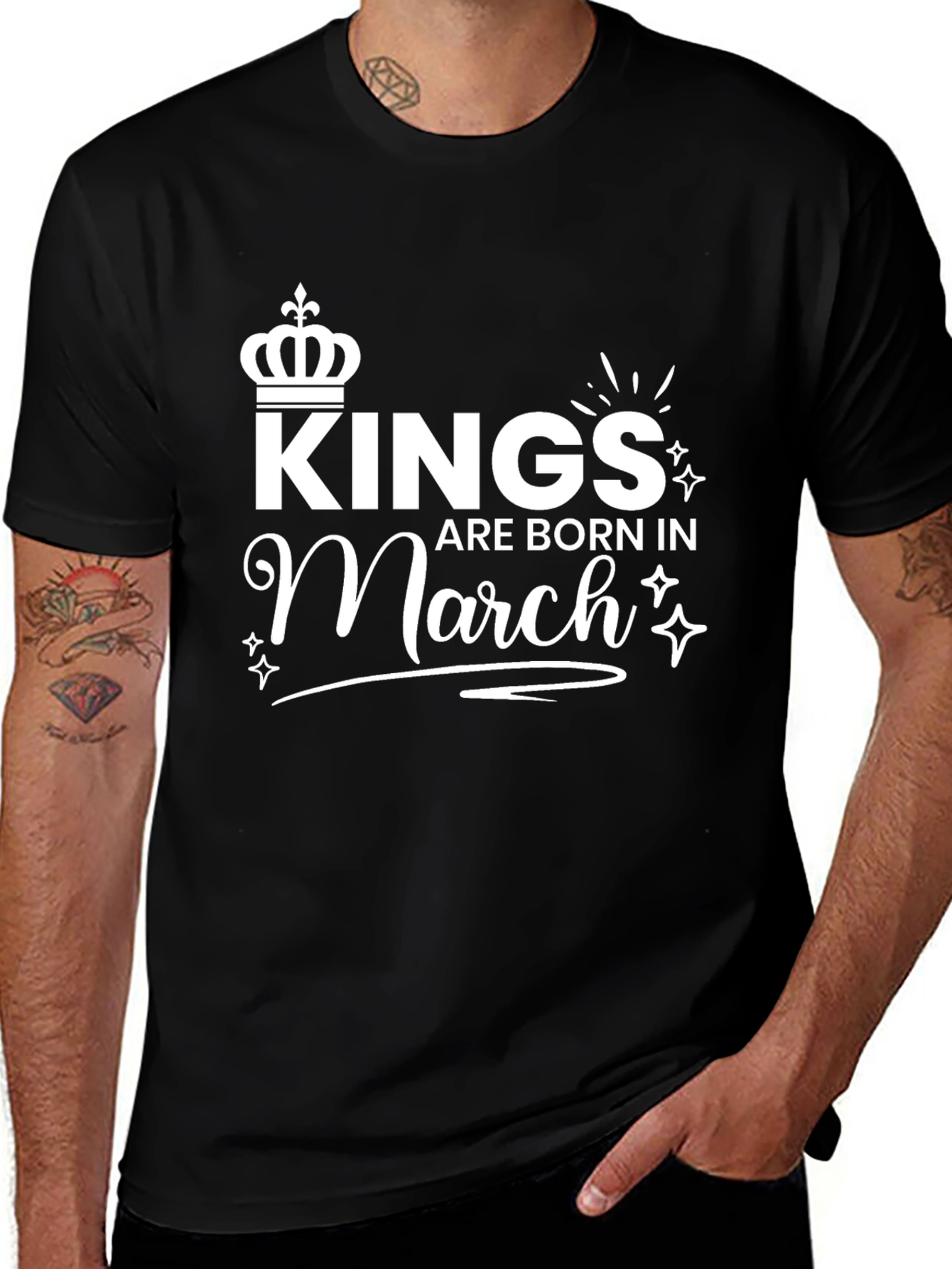 Kings are Born in March Black Graphic Tee