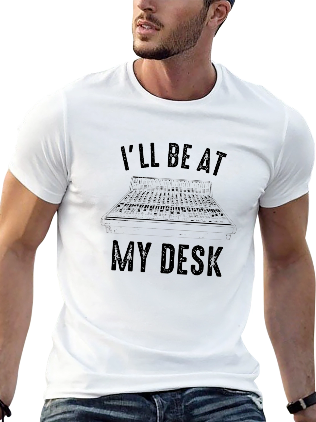 Ill Be At My Desk Black T-Shirt Audio Engineer