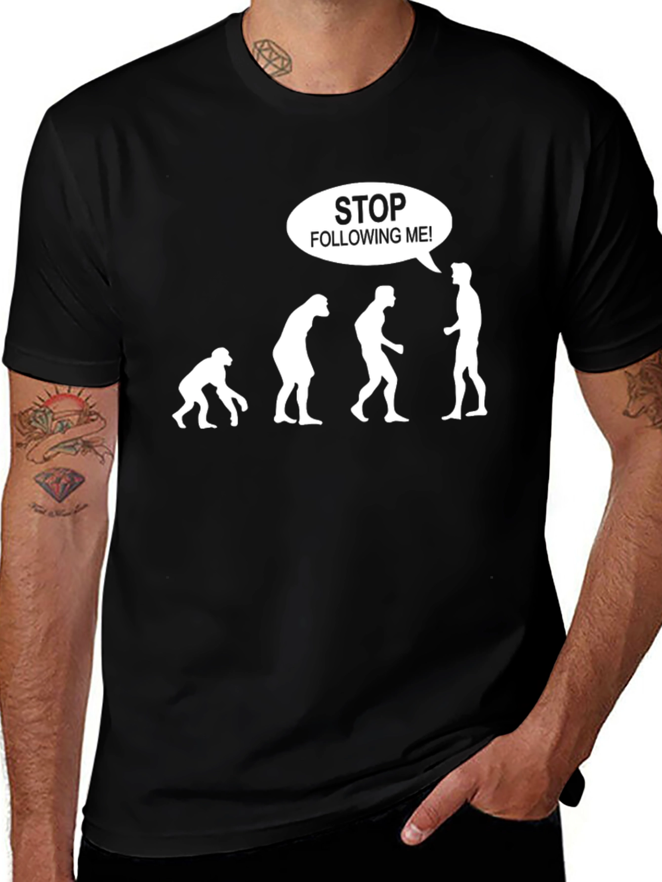 Evolution Stop Following Me! Funny Graphic T-Shirt
