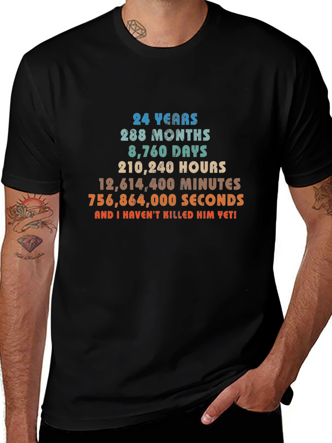 24 Years Anniversary Novelty Graphic T-Shirt