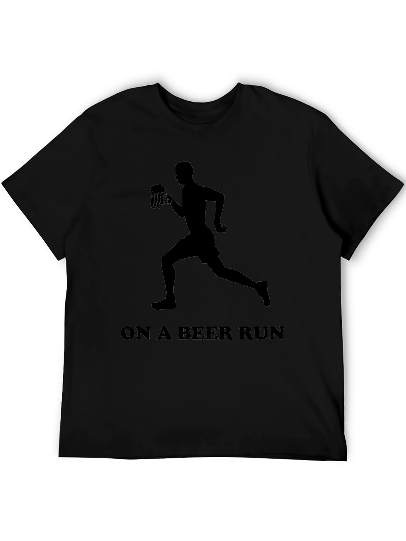 Beer Run Graphic Tee - Black Novelty T-Shirt