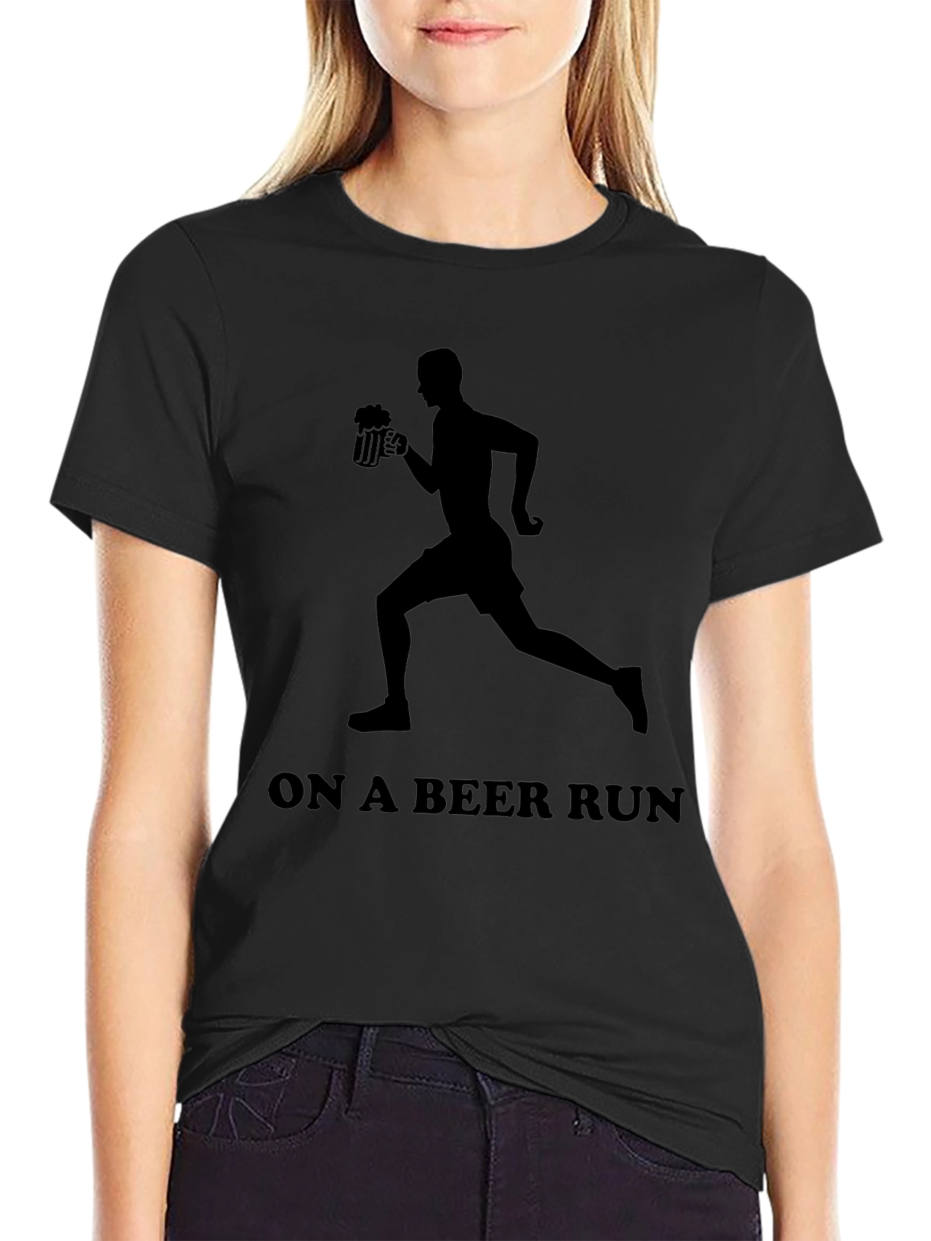 Beer Run Graphic Tee - Black Novelty T-Shirt