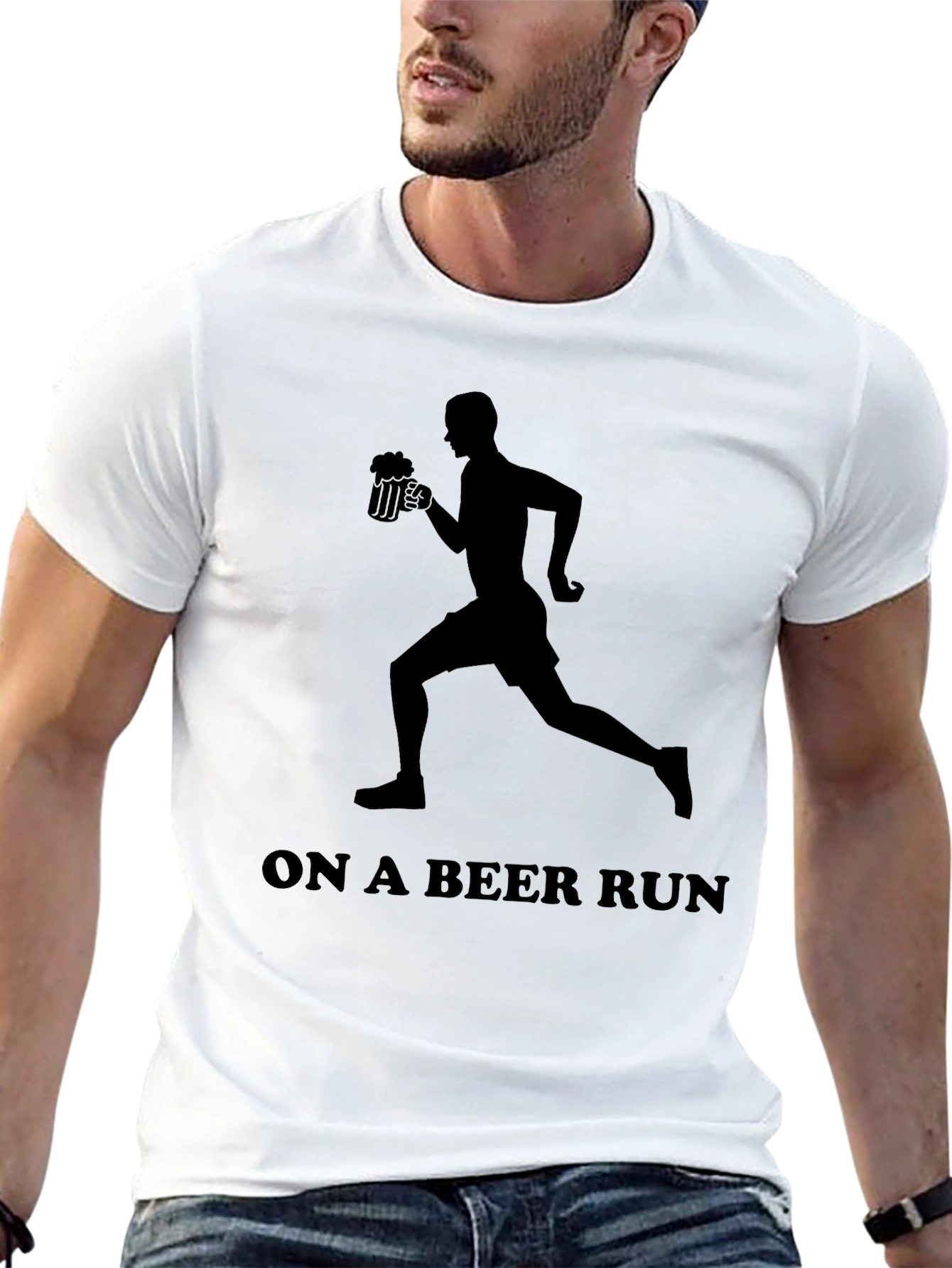 Beer Run Graphic Tee - Black Novelty T-Shirt
