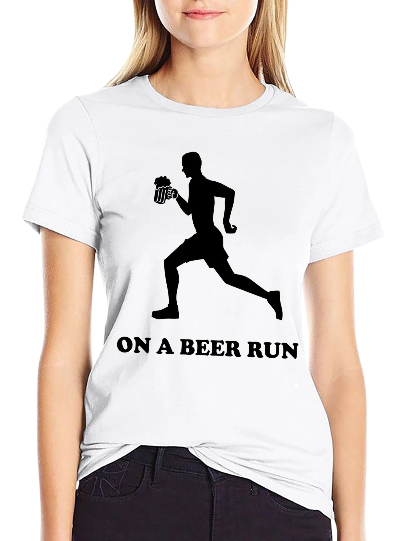 Beer Run Graphic Tee - Black Novelty T-Shirt