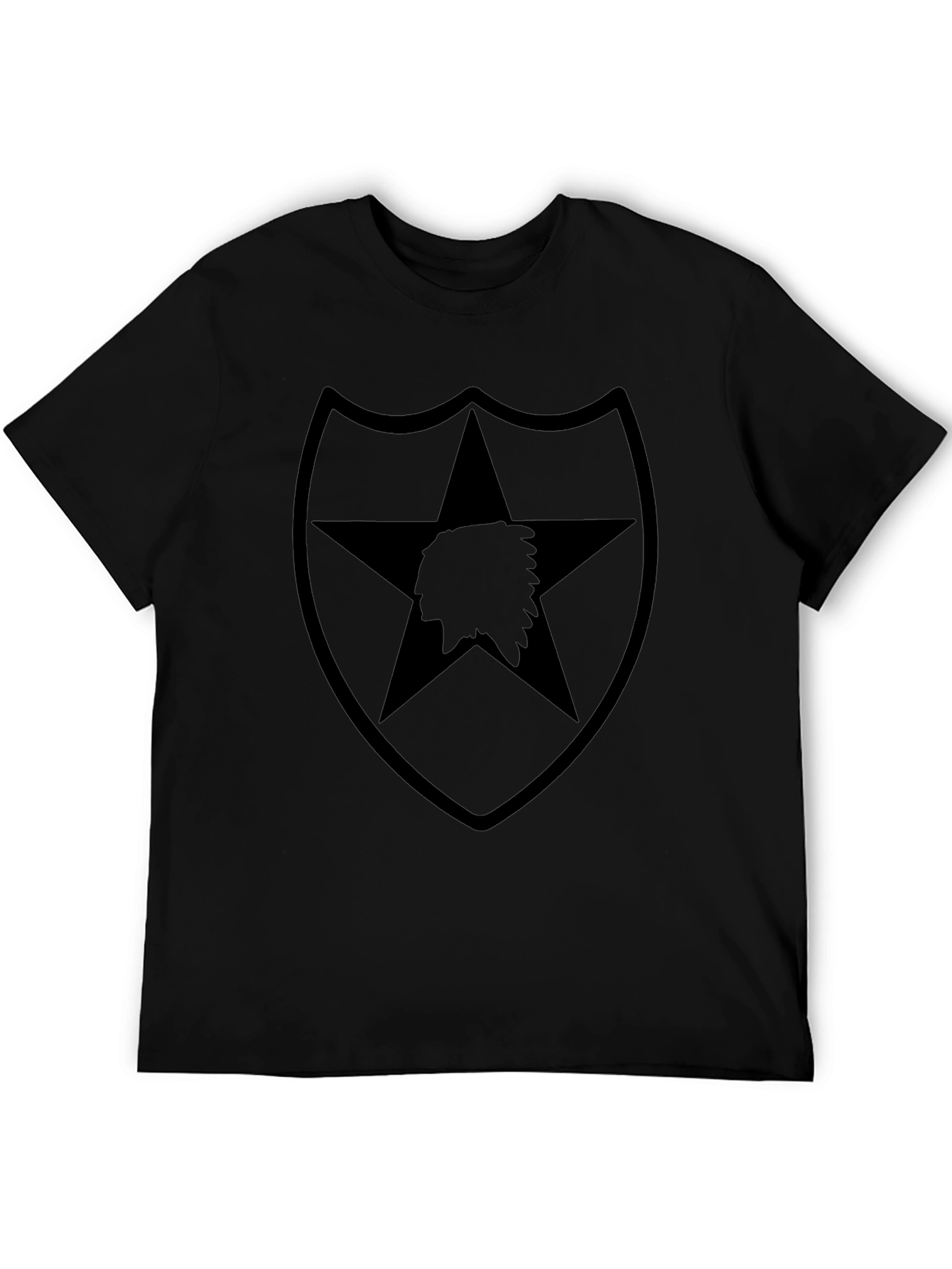 Black T-Shirt with Military Star and Indian Head Design