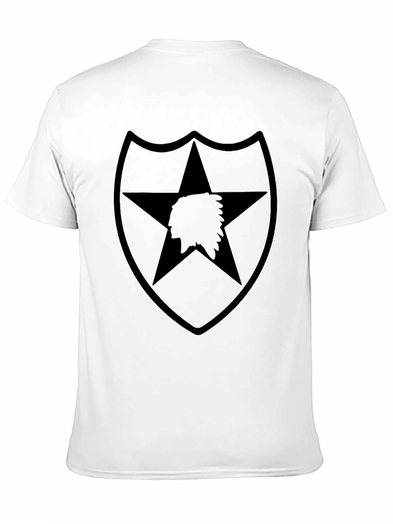 Black T-Shirt with Military Star and Indian Head Design