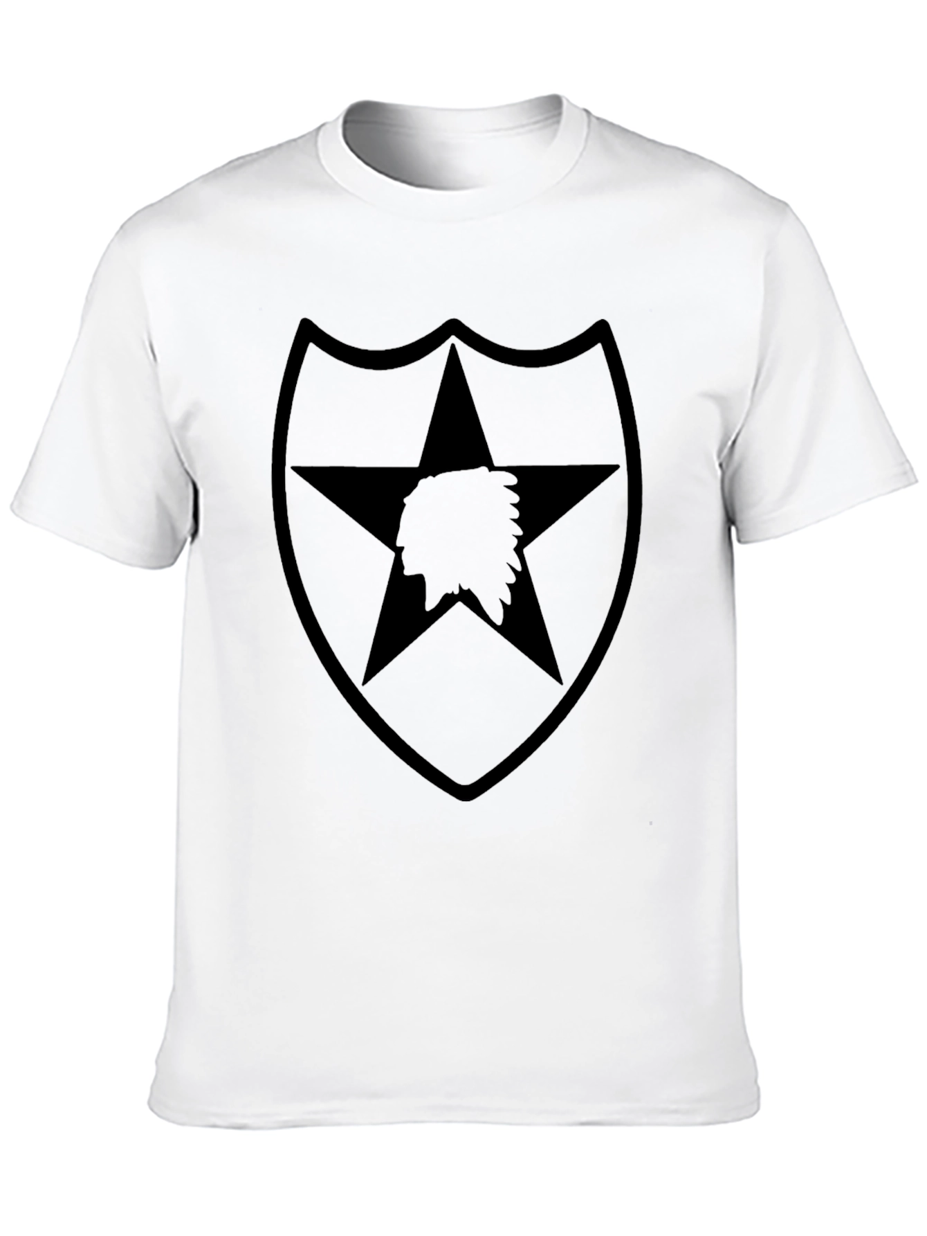 Black T-Shirt with Military Star and Indian Head Design