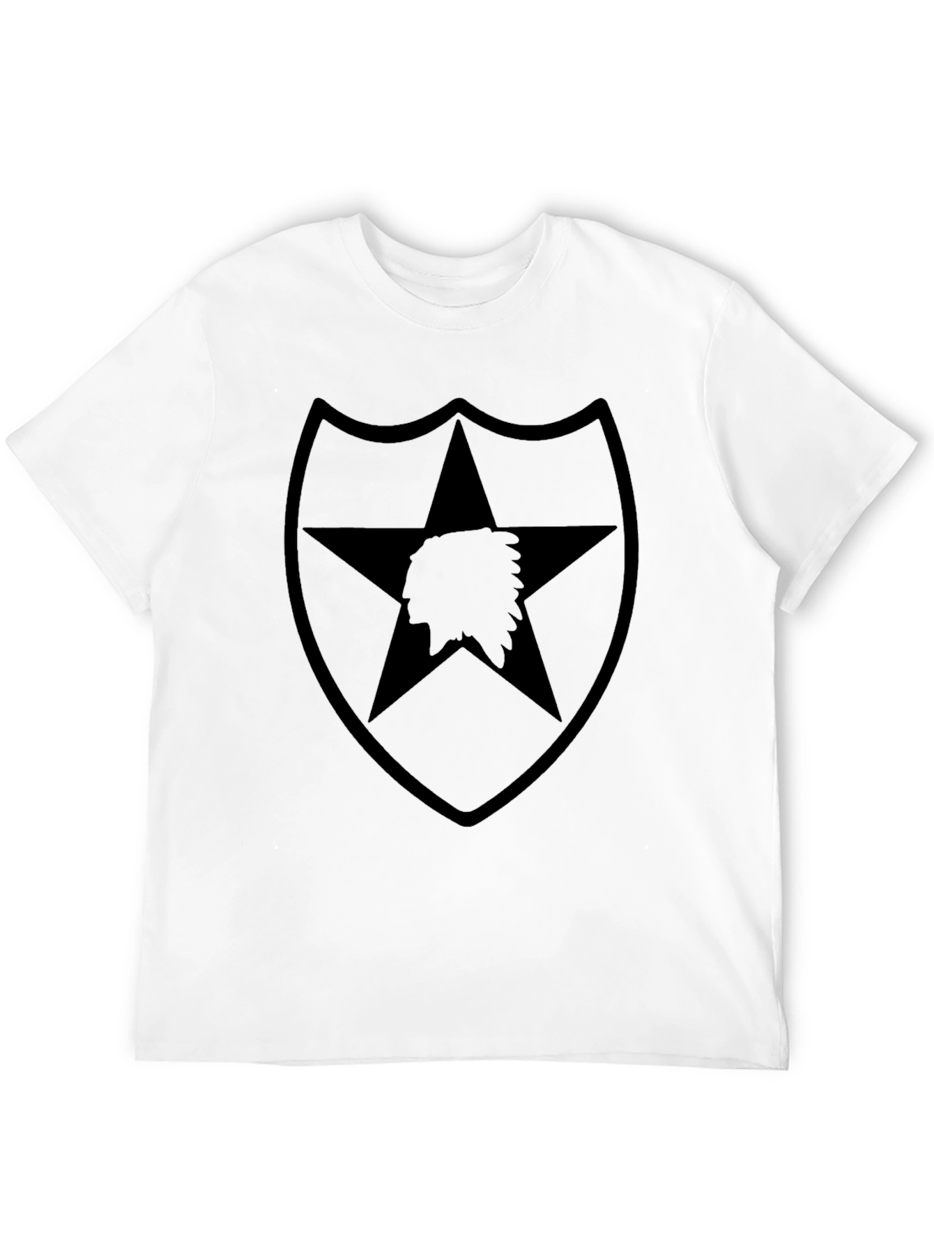 Black T-Shirt with Military Star and Indian Head Design