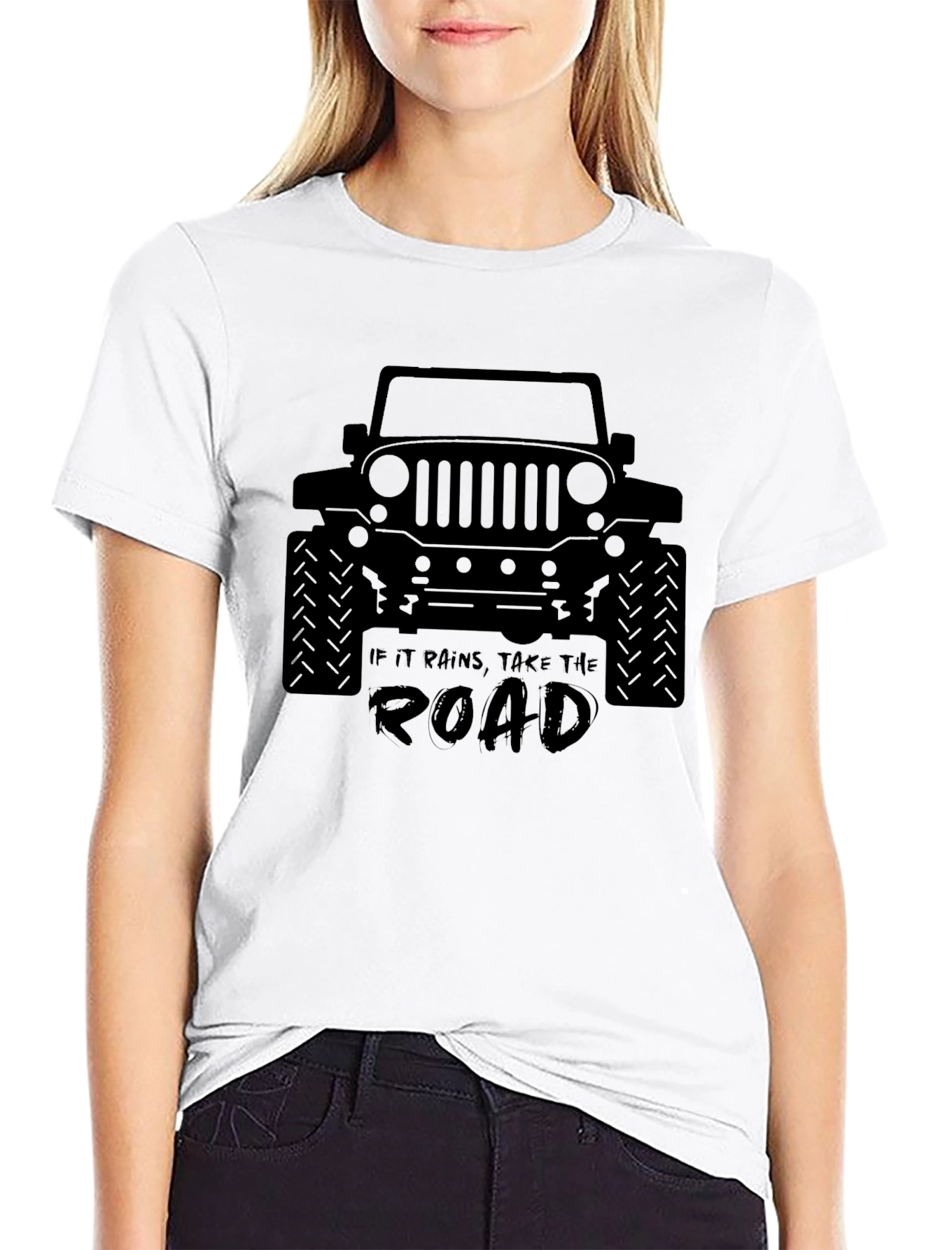 Black Take The Road Jeep T-Shirt