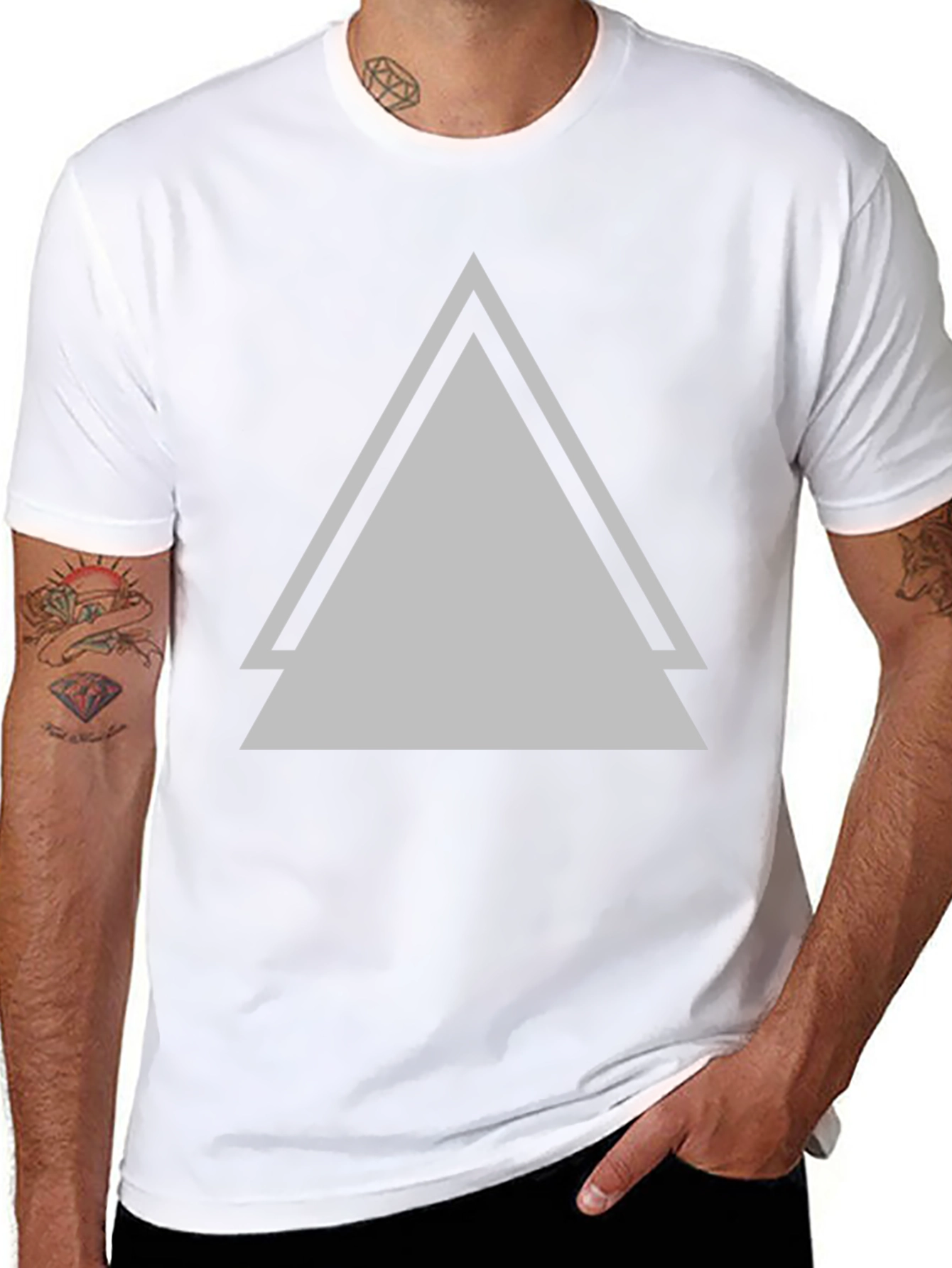 Geometric Triangle Graphic Black T-Shirt