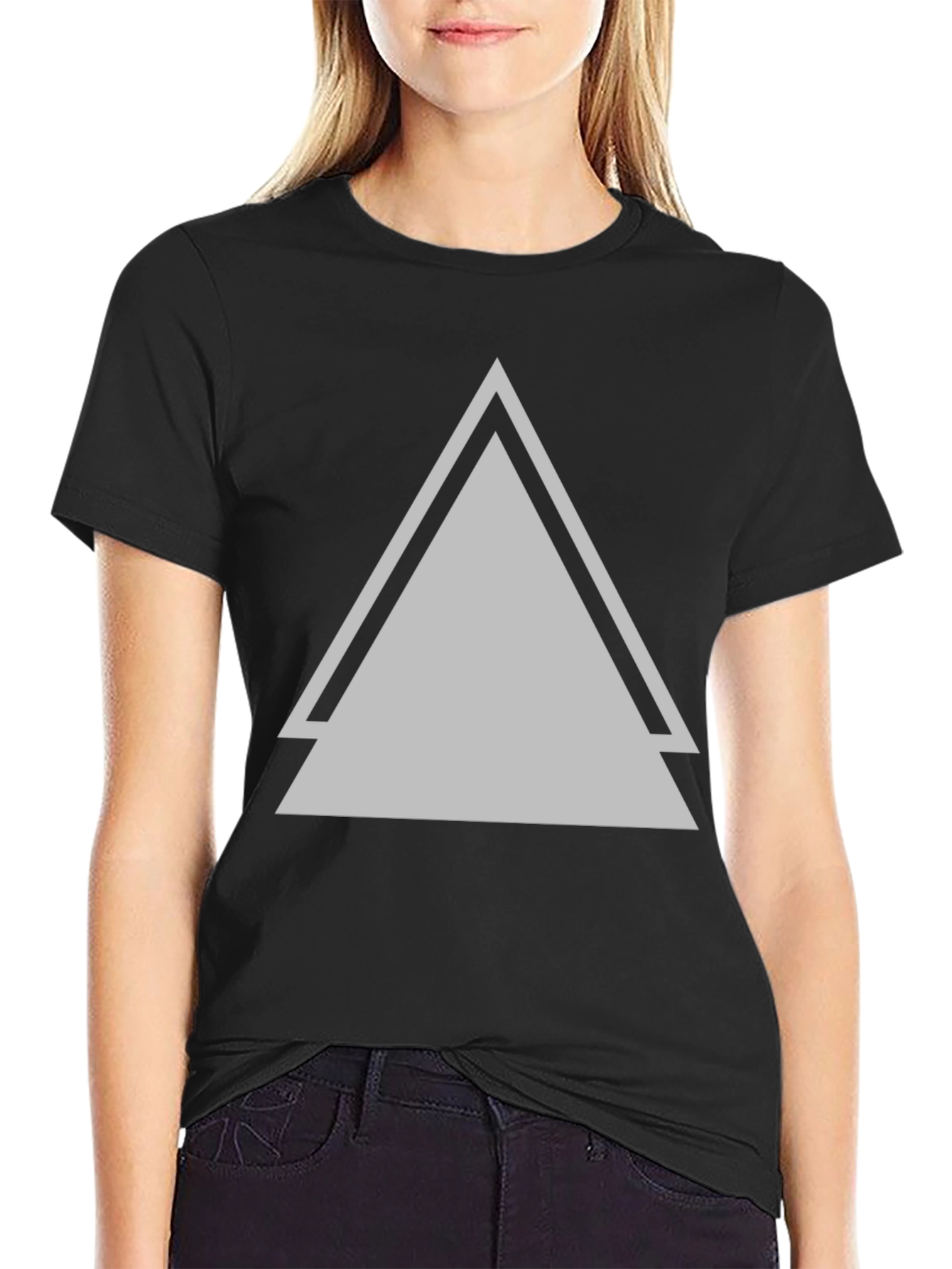 Geometric Triangle Graphic Black T-Shirt