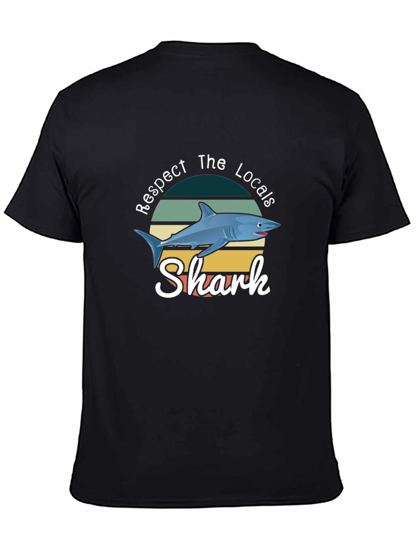 Respect The Locals Shark T-Shirt Black Crewneck