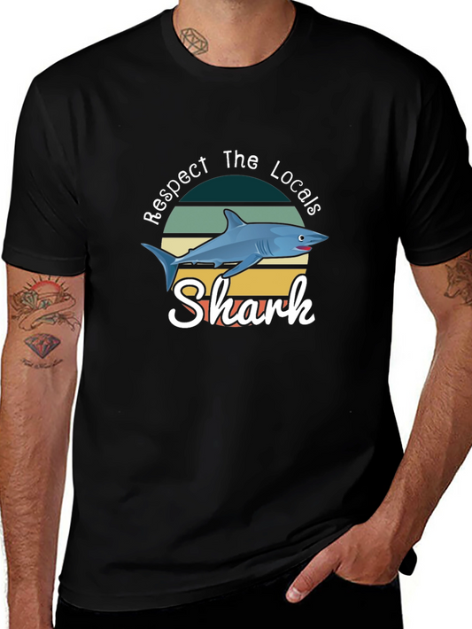 Respect The Locals Shark T-Shirt Black Crewneck