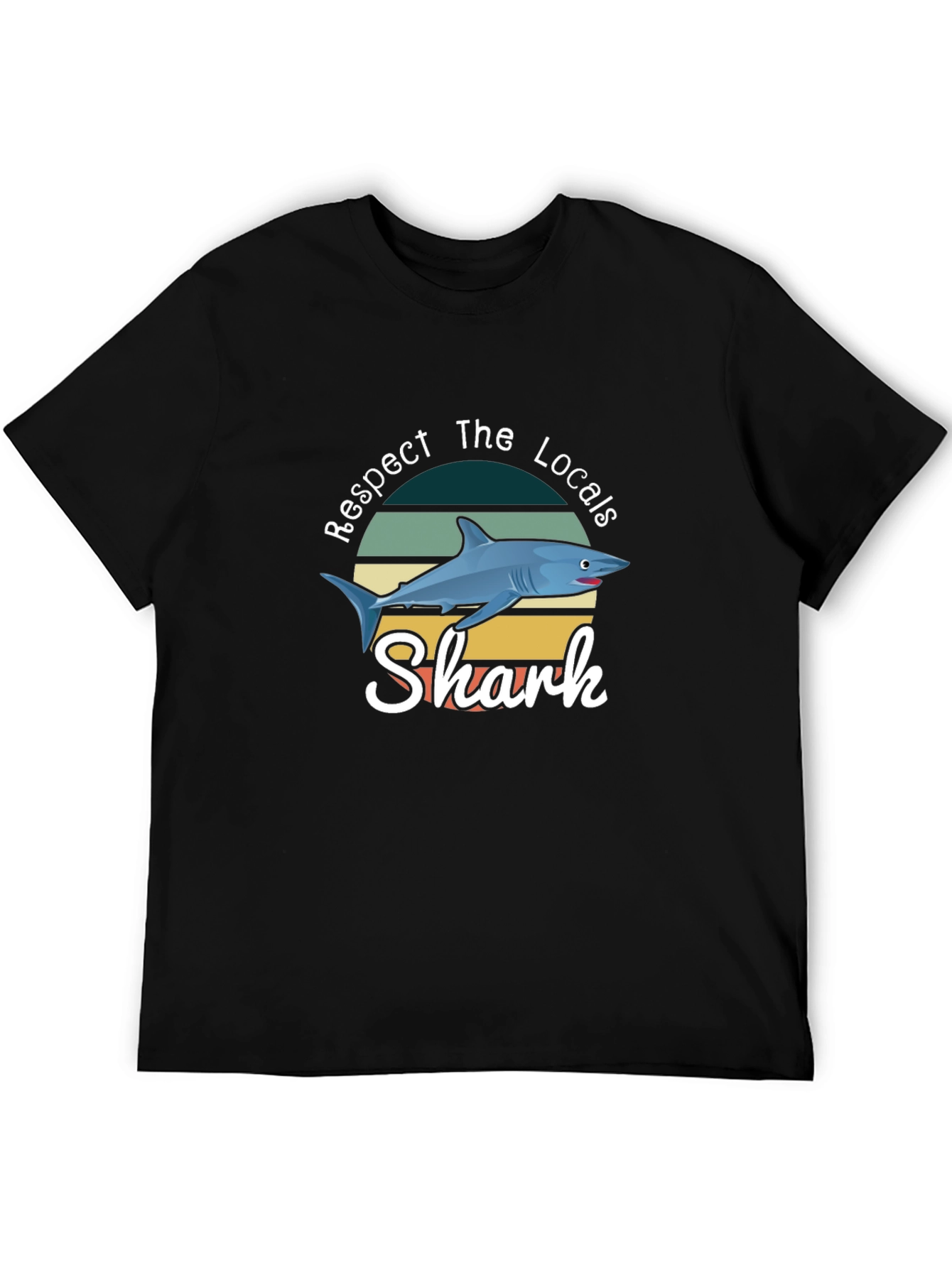 Respect The Locals Shark T-Shirt Black Crewneck