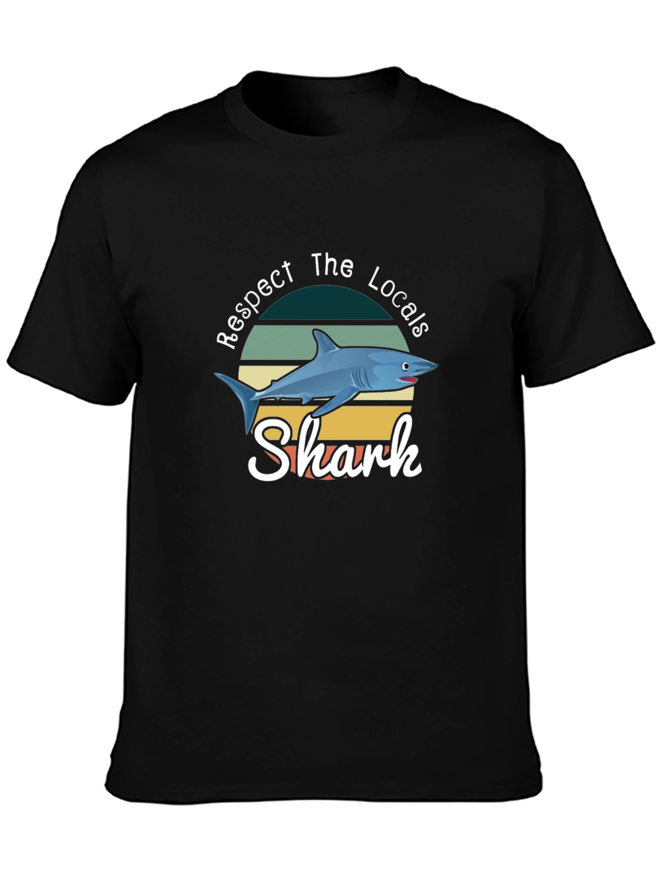 Respect The Locals Shark T-Shirt Black Crewneck