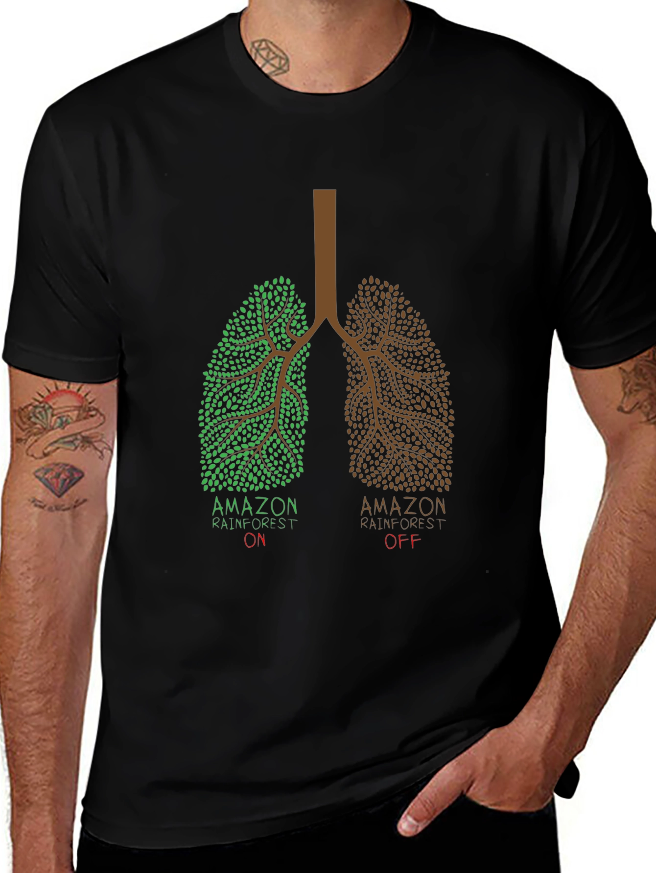 Amazon Rainforest Lungs Graphic T-Shirt - Black