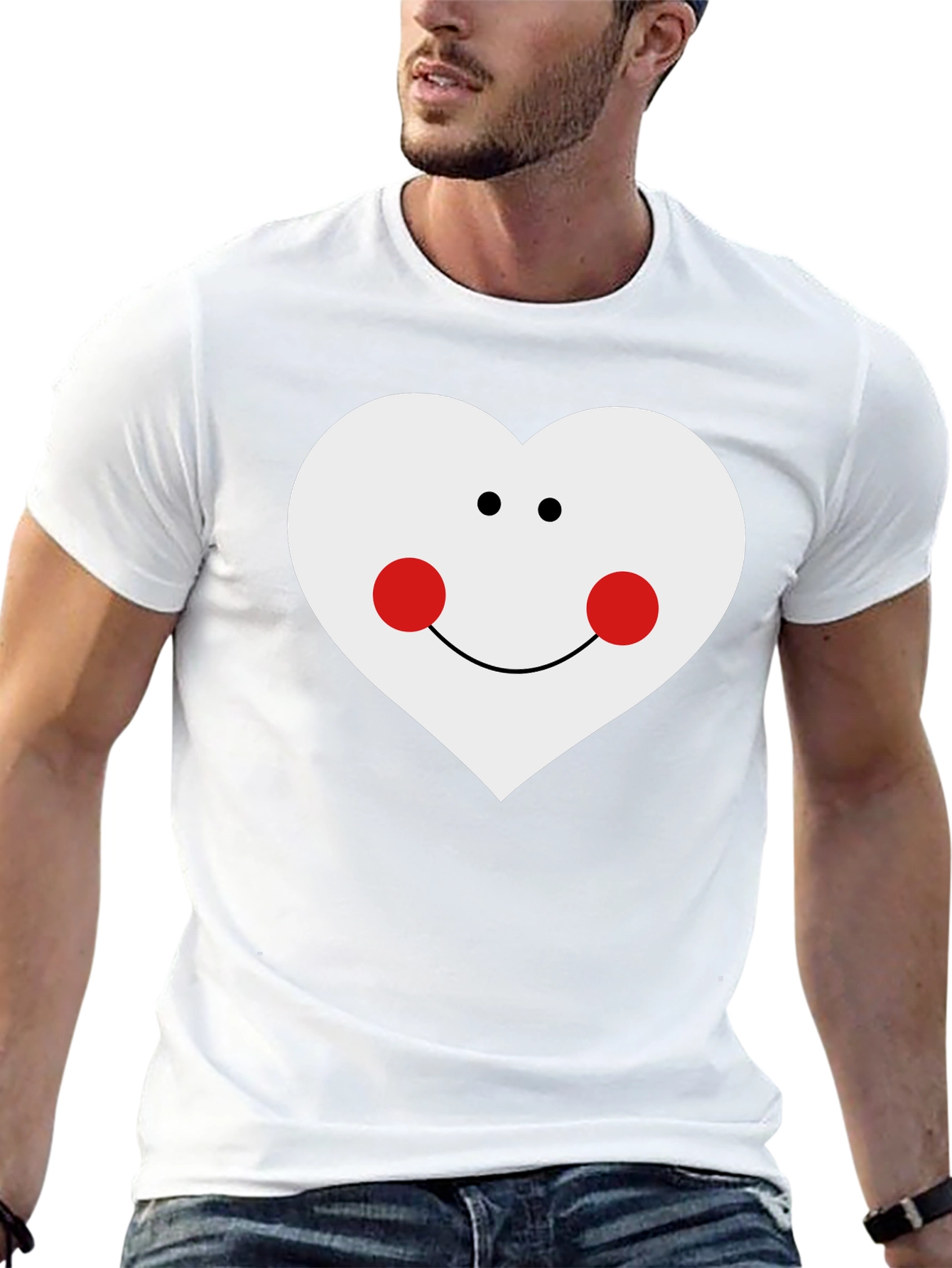 Heart Face Graphic T-Shirt - Black