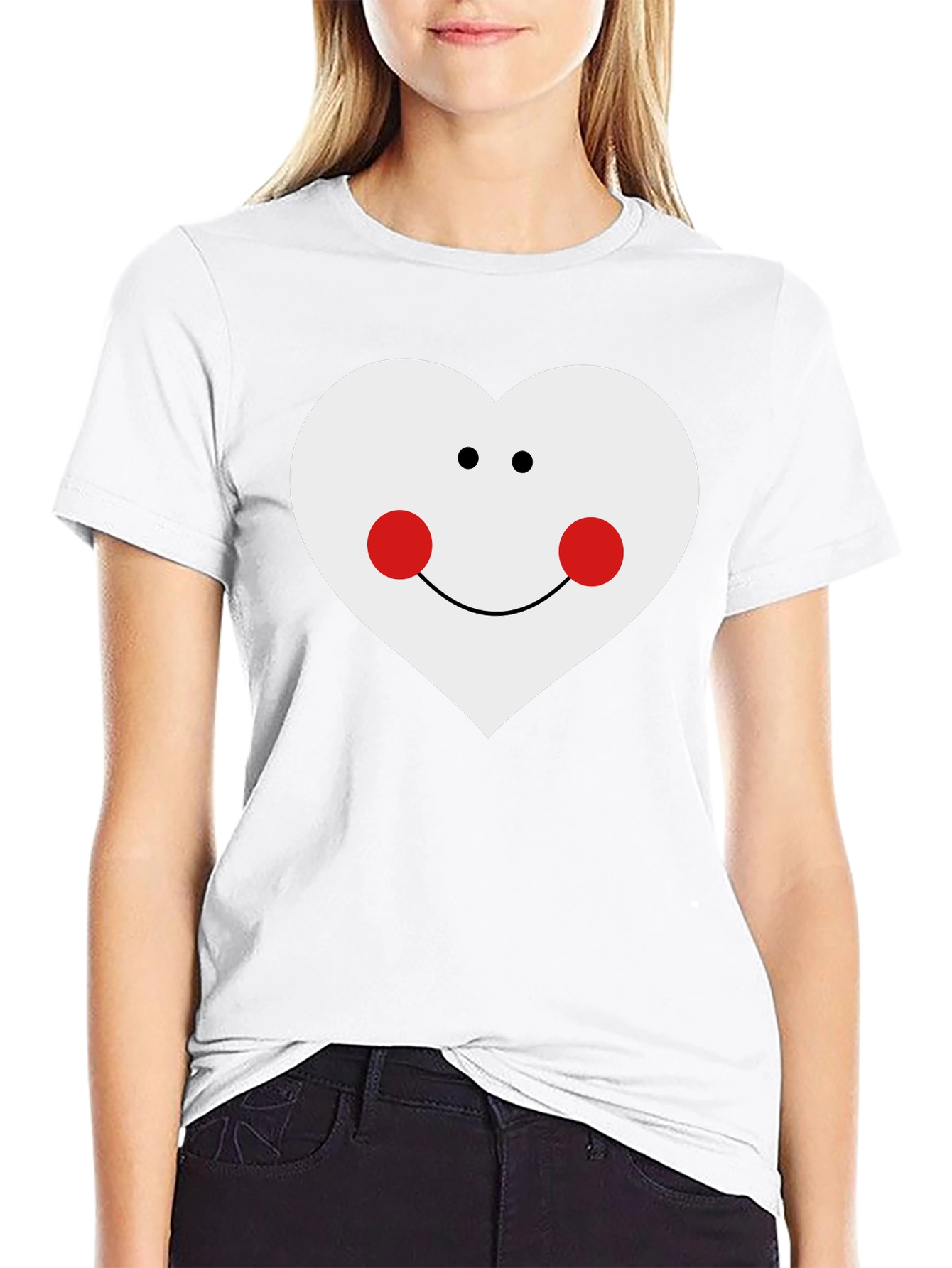 Heart Face Graphic T-Shirt - Black