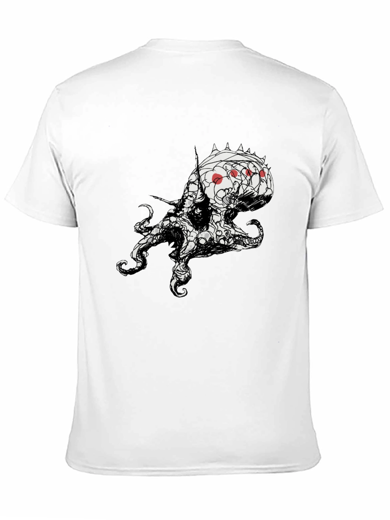 Mens Black T-Shirt with Abstract Octopus Design