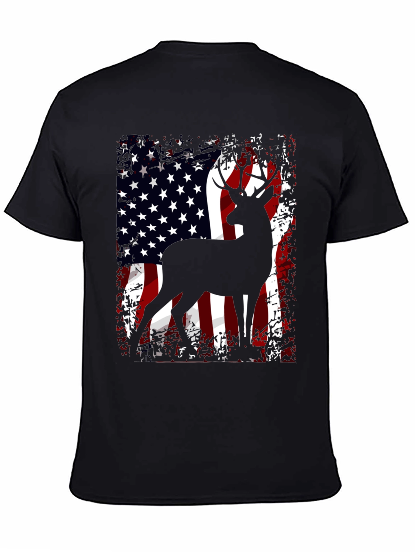 American Flag Deer Graphic T-Shirt