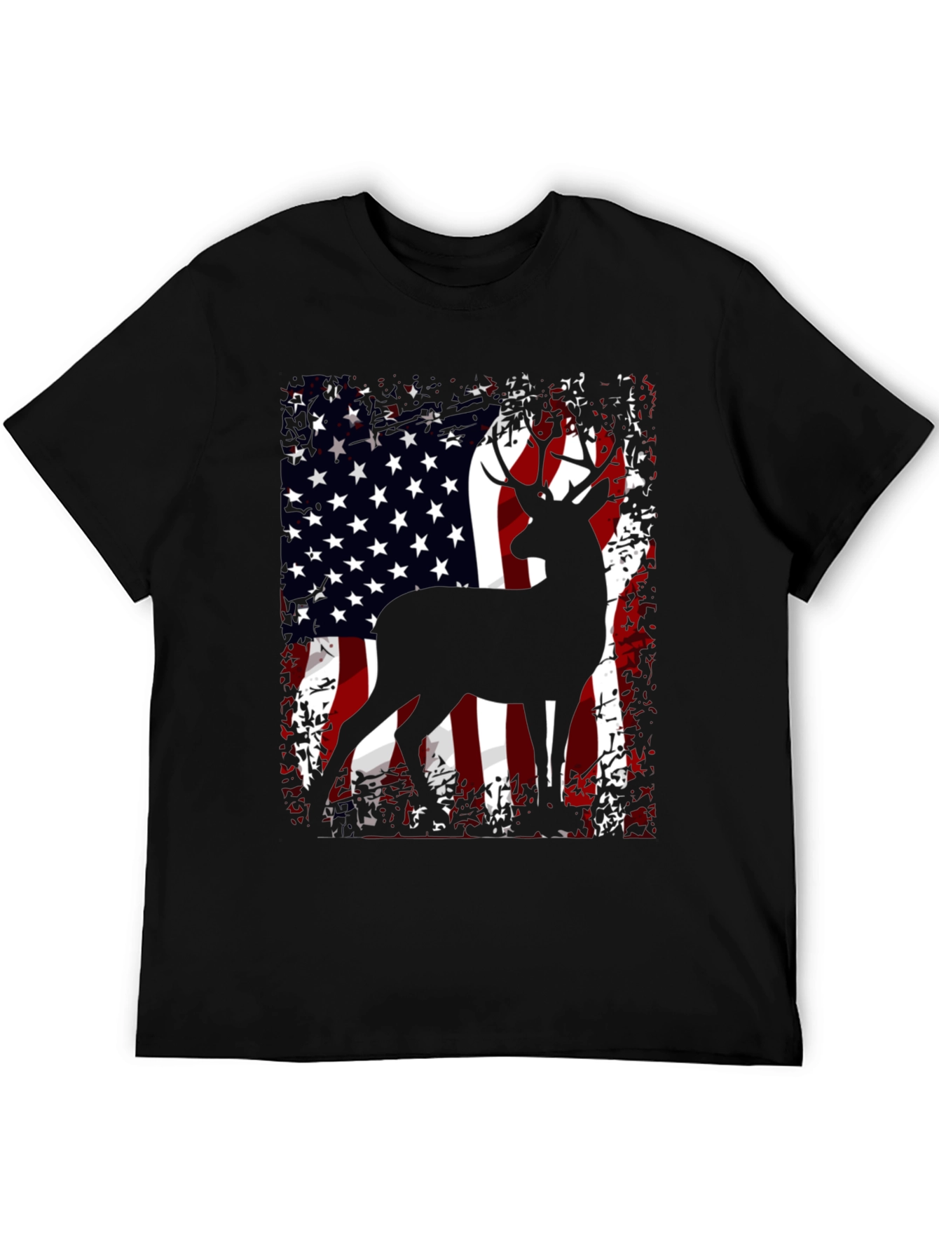 American Flag Deer Graphic T-Shirt