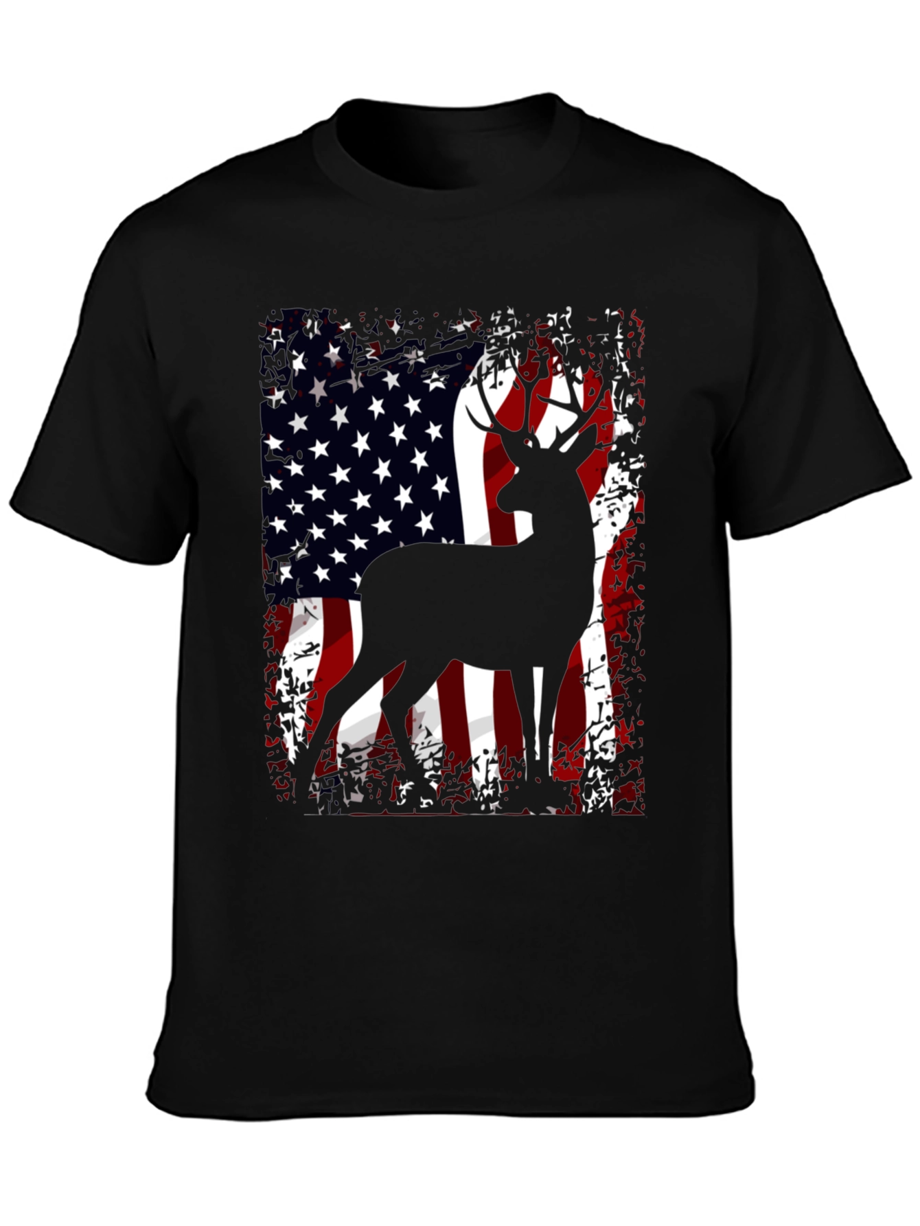 American Flag Deer Graphic T-Shirt
