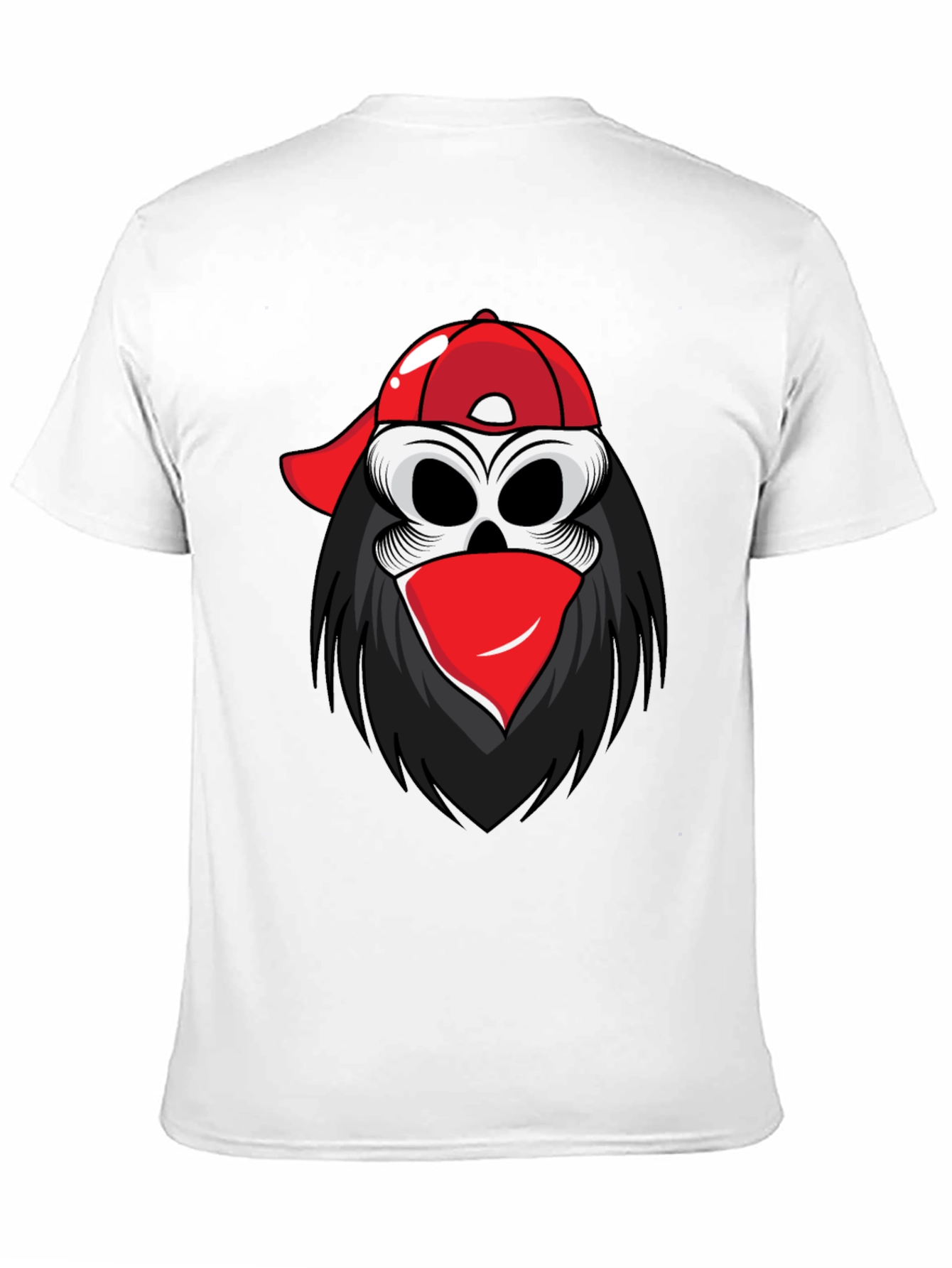Skull in Cap Graphic Tee - Black Cotton Blend
