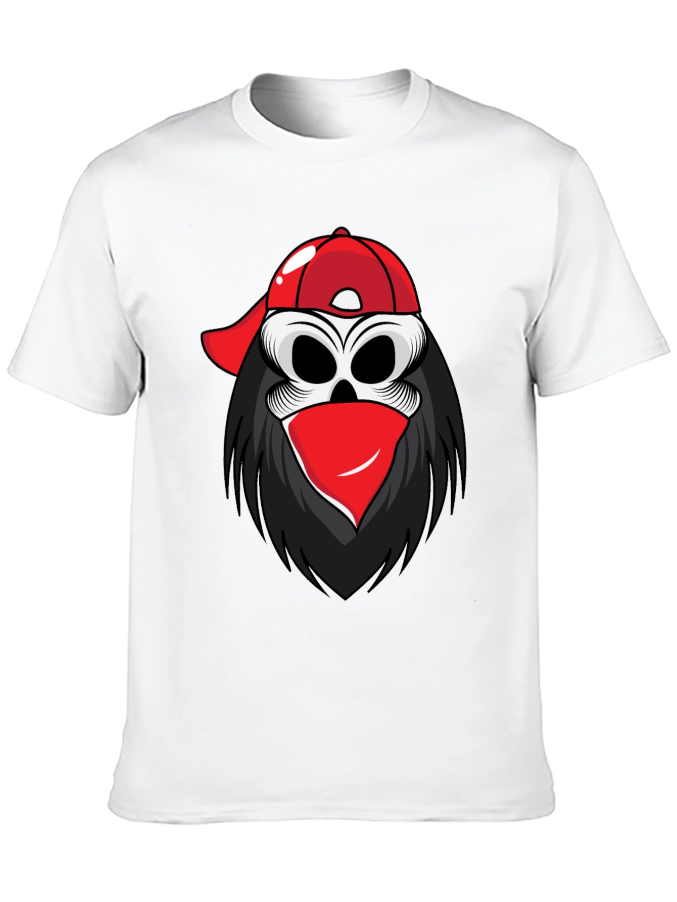 Skull in Cap Graphic Tee - Black Cotton Blend