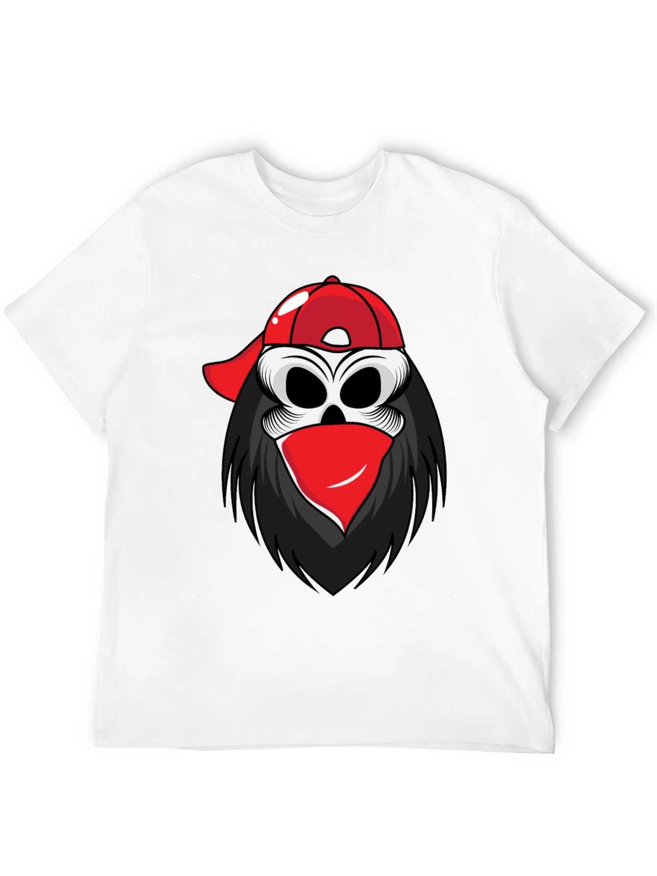 Skull in Cap Graphic Tee - Black Cotton Blend