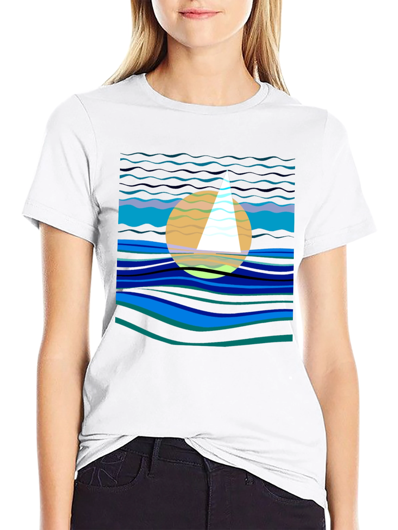 Abstract Sailboat Graphic Tee
