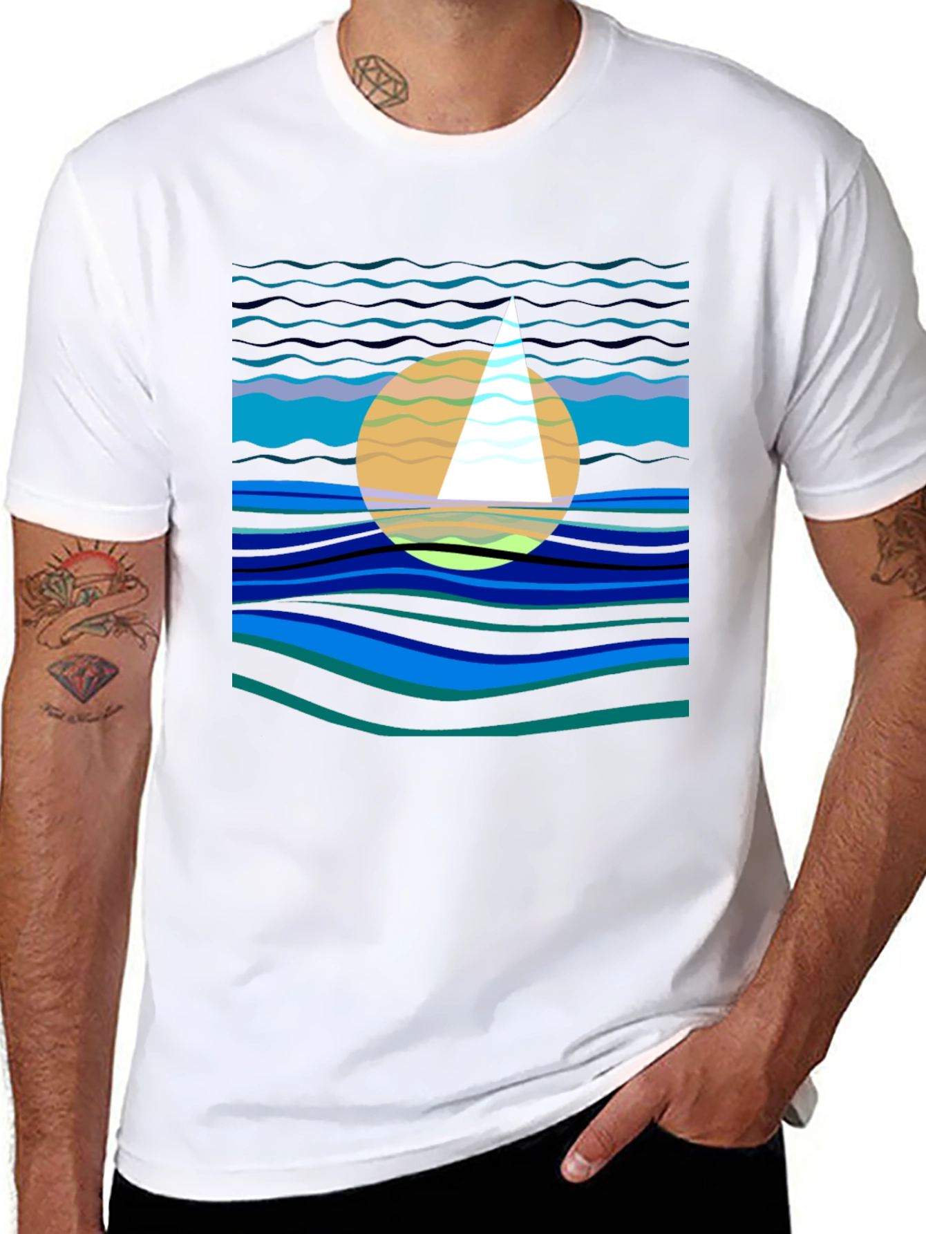 Abstract Sailboat Graphic Tee