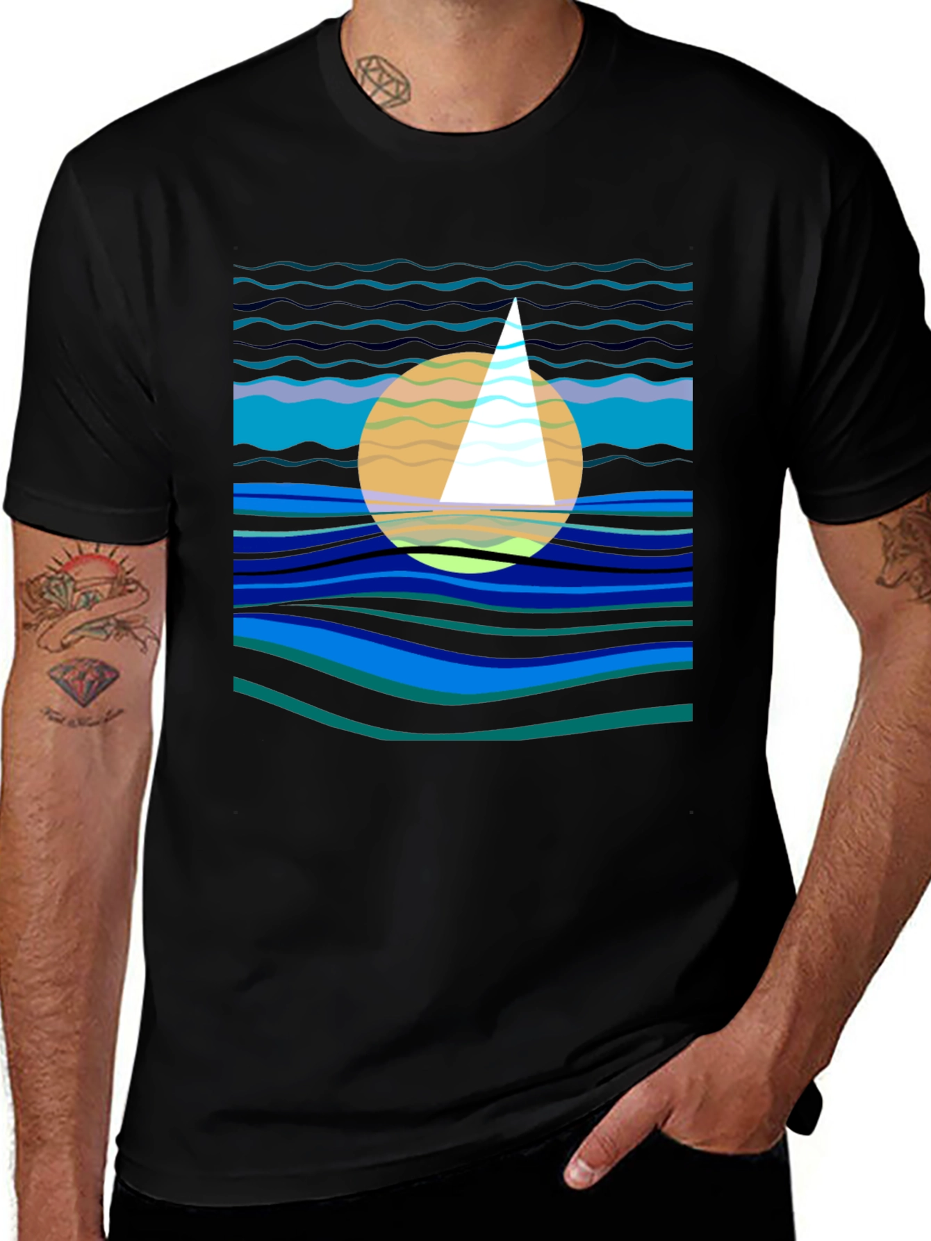 Abstract Sailboat Graphic Tee