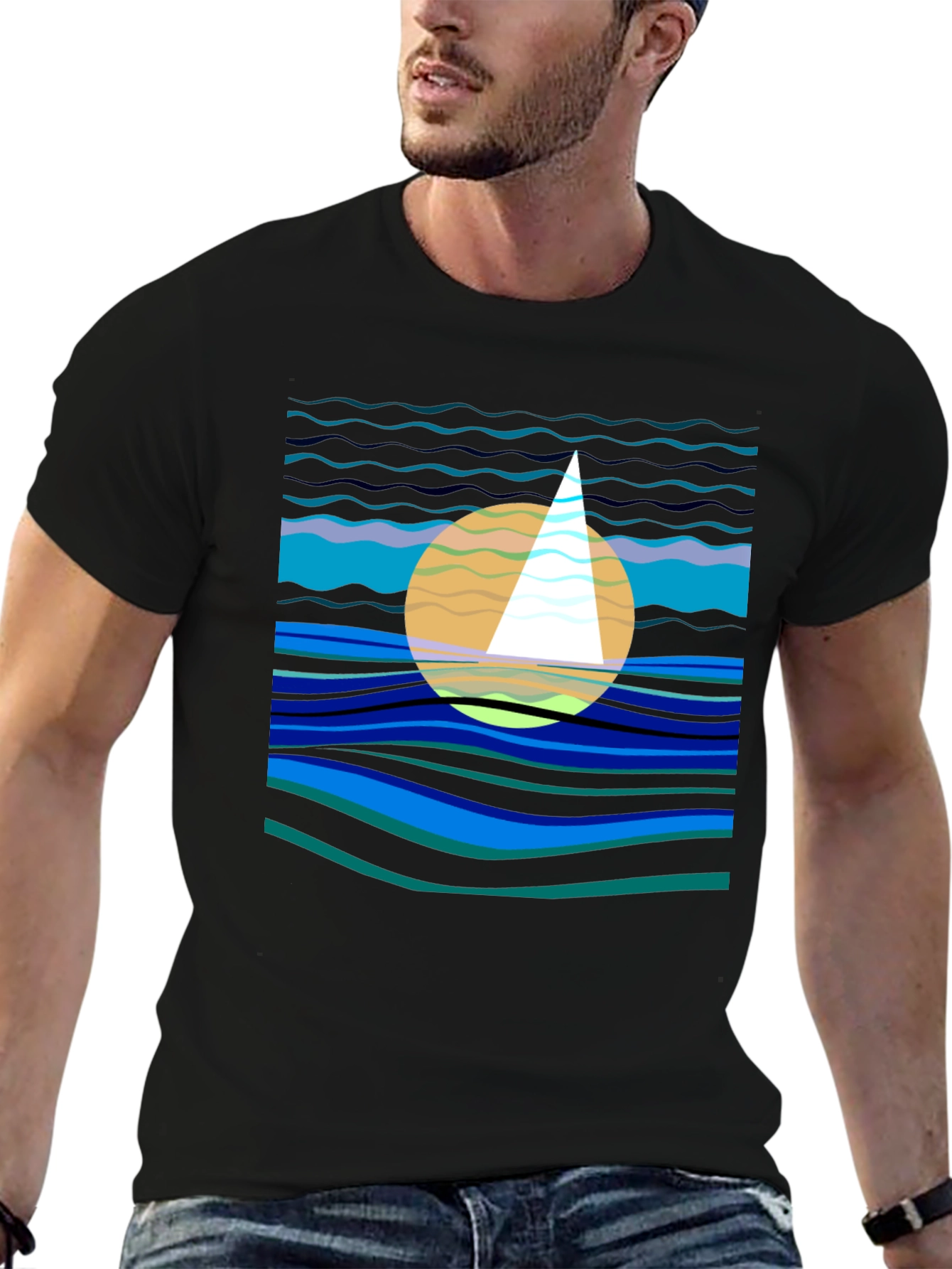 Abstract Sailboat Graphic Tee