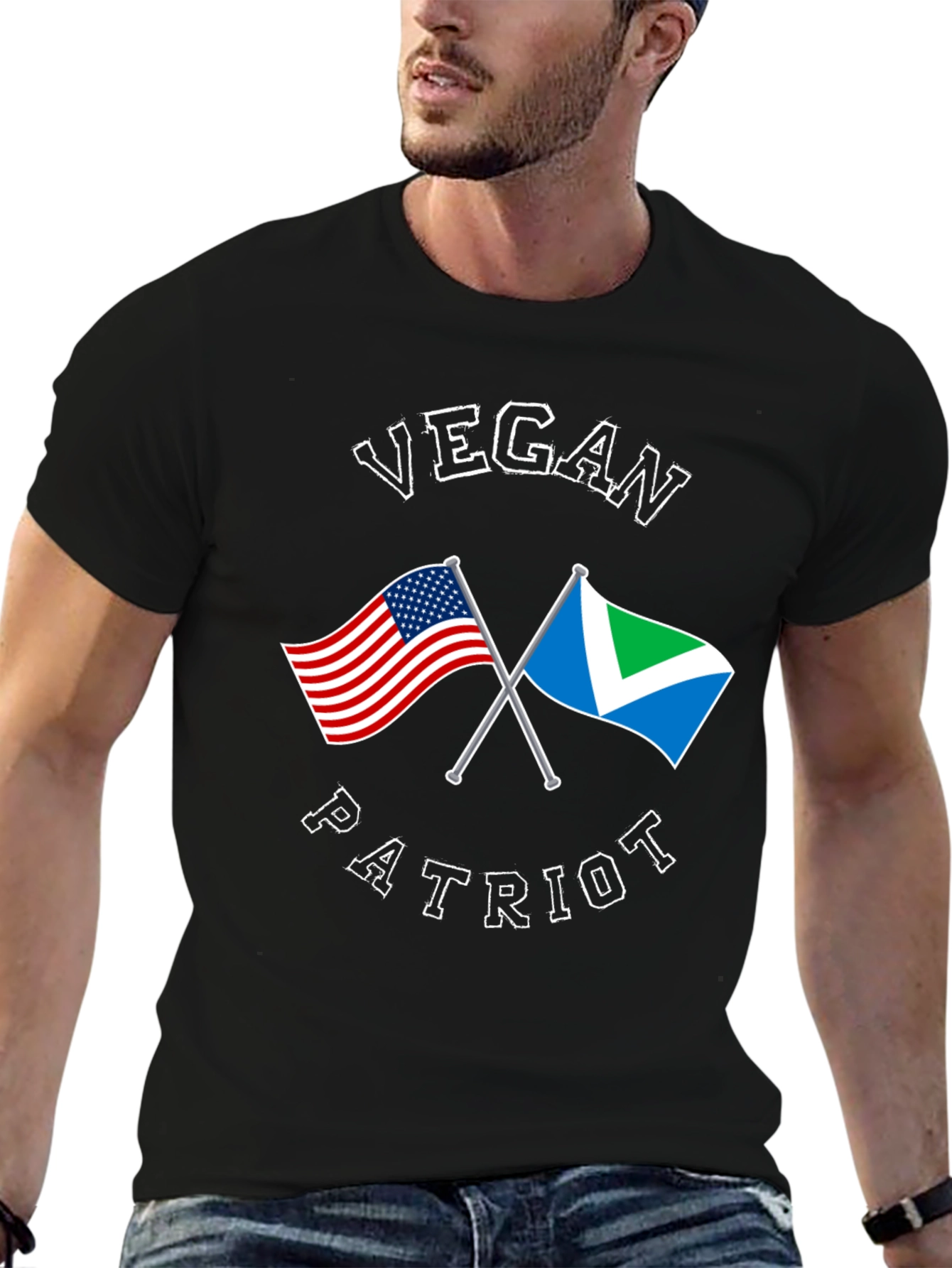 Vegan Patriot T-Shirt American Flag Design