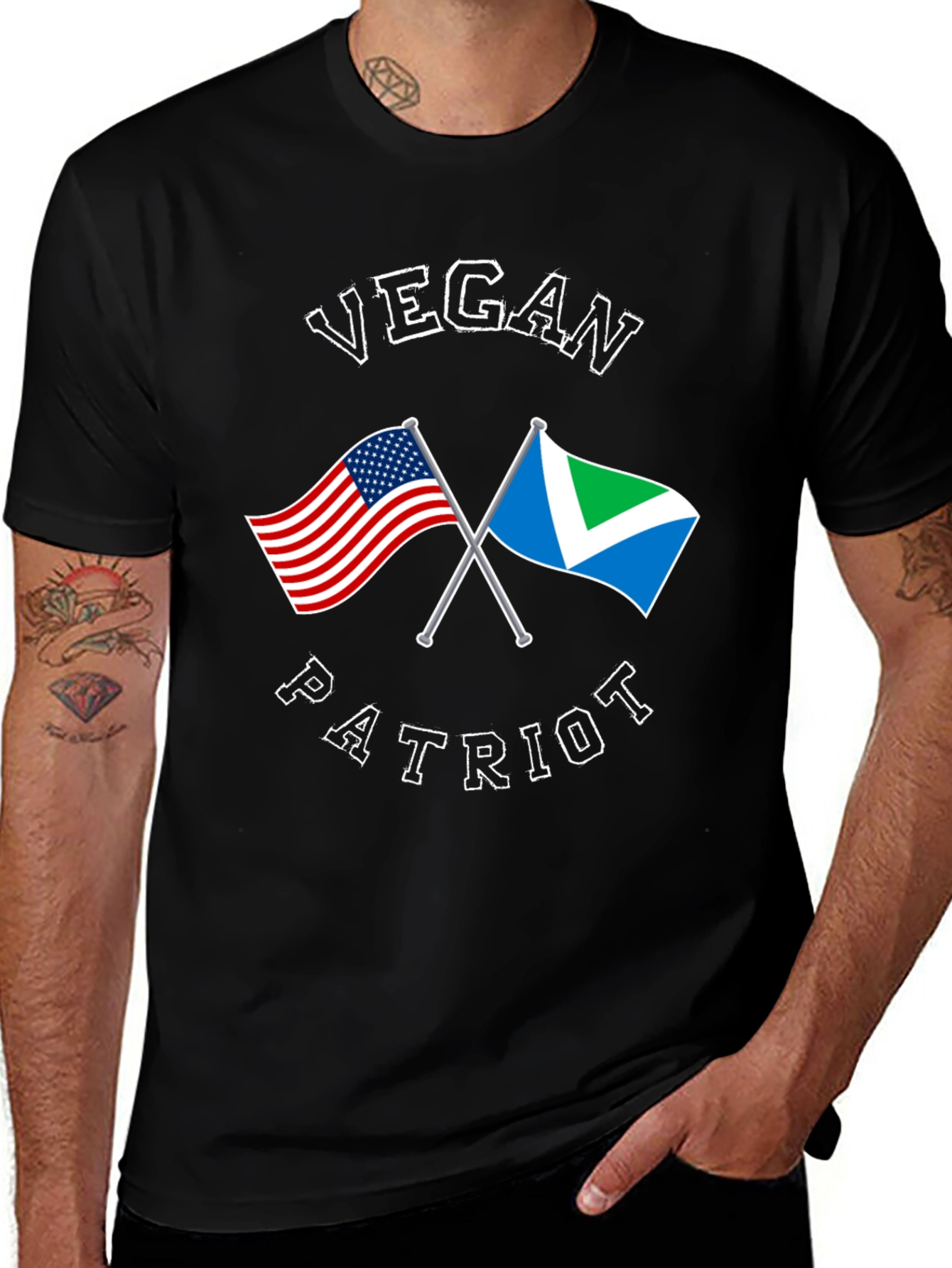 Vegan Patriot T-Shirt American Flag Design