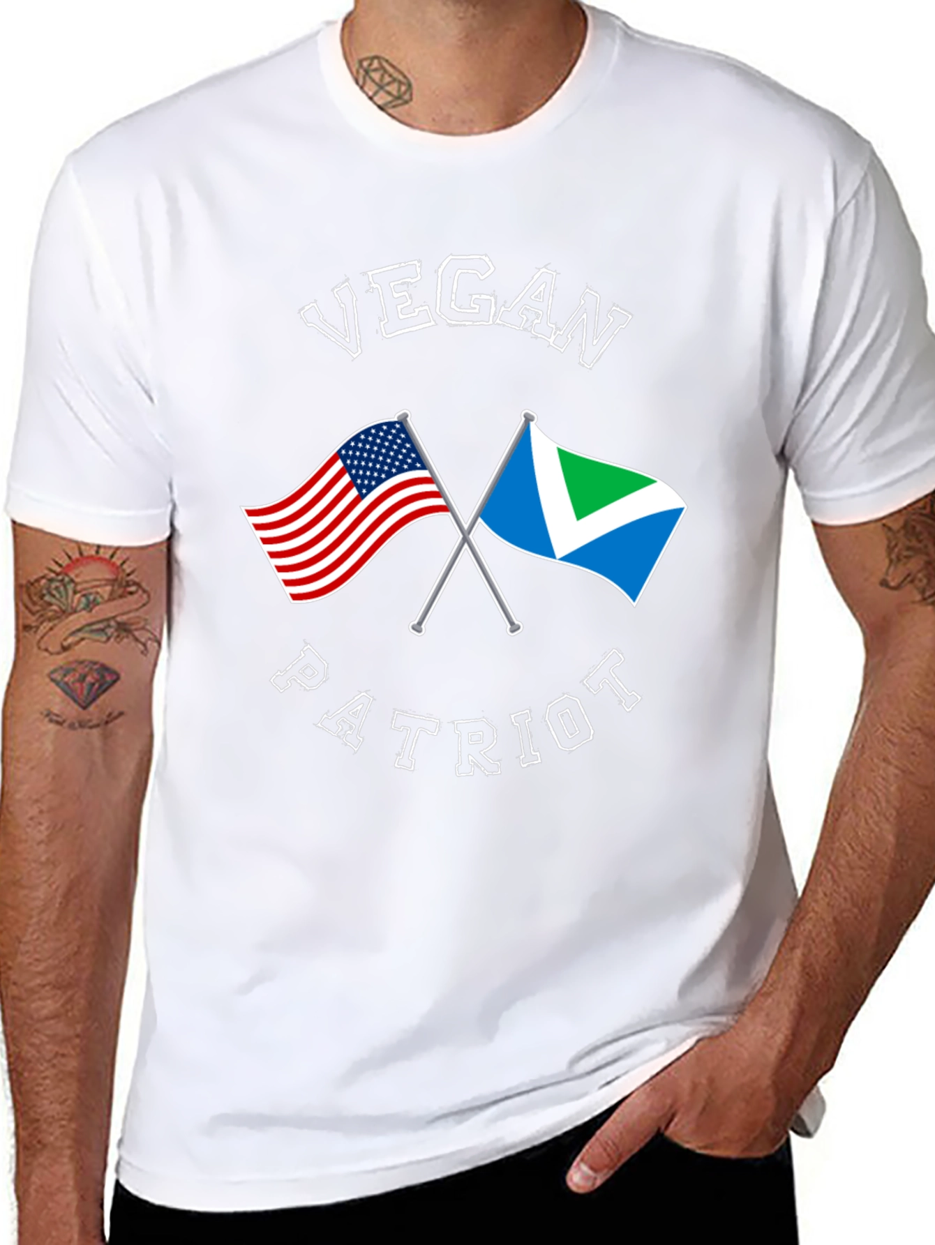Vegan Patriot T-Shirt American Flag Design